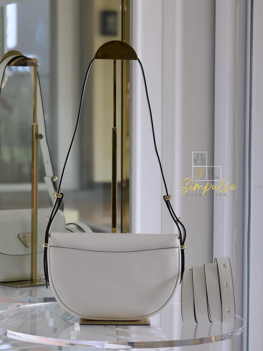 PRADA Arqué Leather Flap Bag