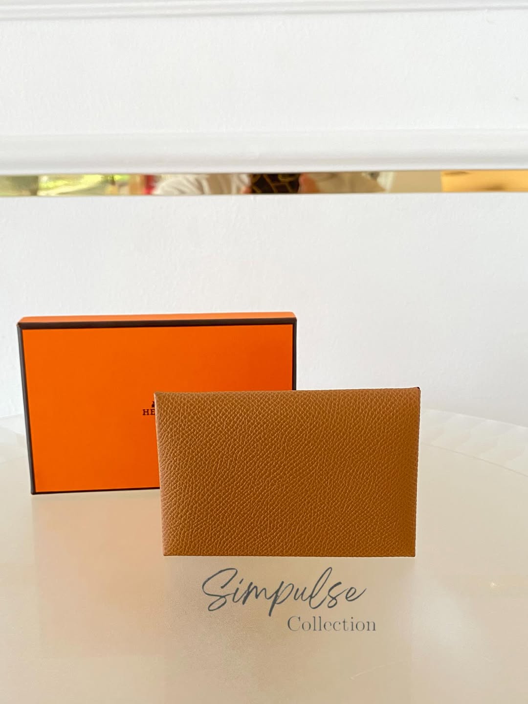 HERMES Calvi Gold Cardholder in Epsom Leather