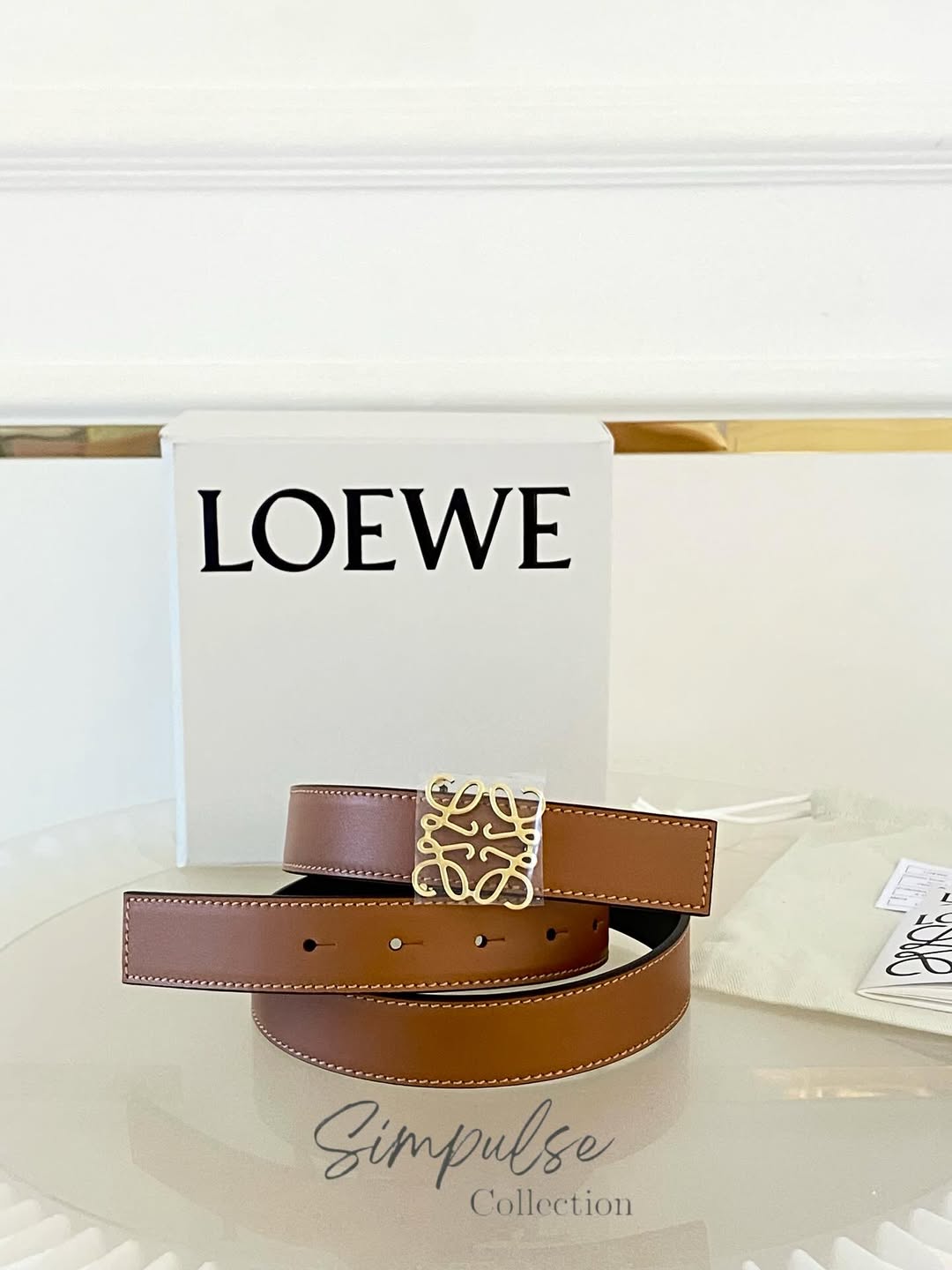 LOEWE Anagram Reversible Smooth Calf Leather Belt