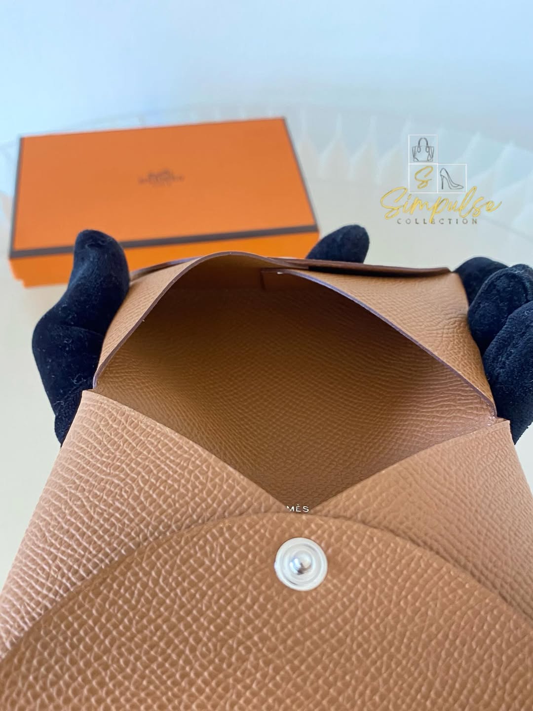 HERMES Calvi Gold Cardholder in Epsom Leather