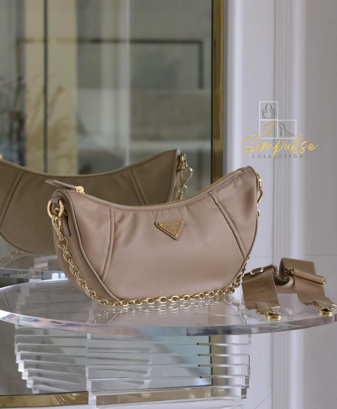 PRADA Demi - Lune Re-Nylon Crossbody Bag