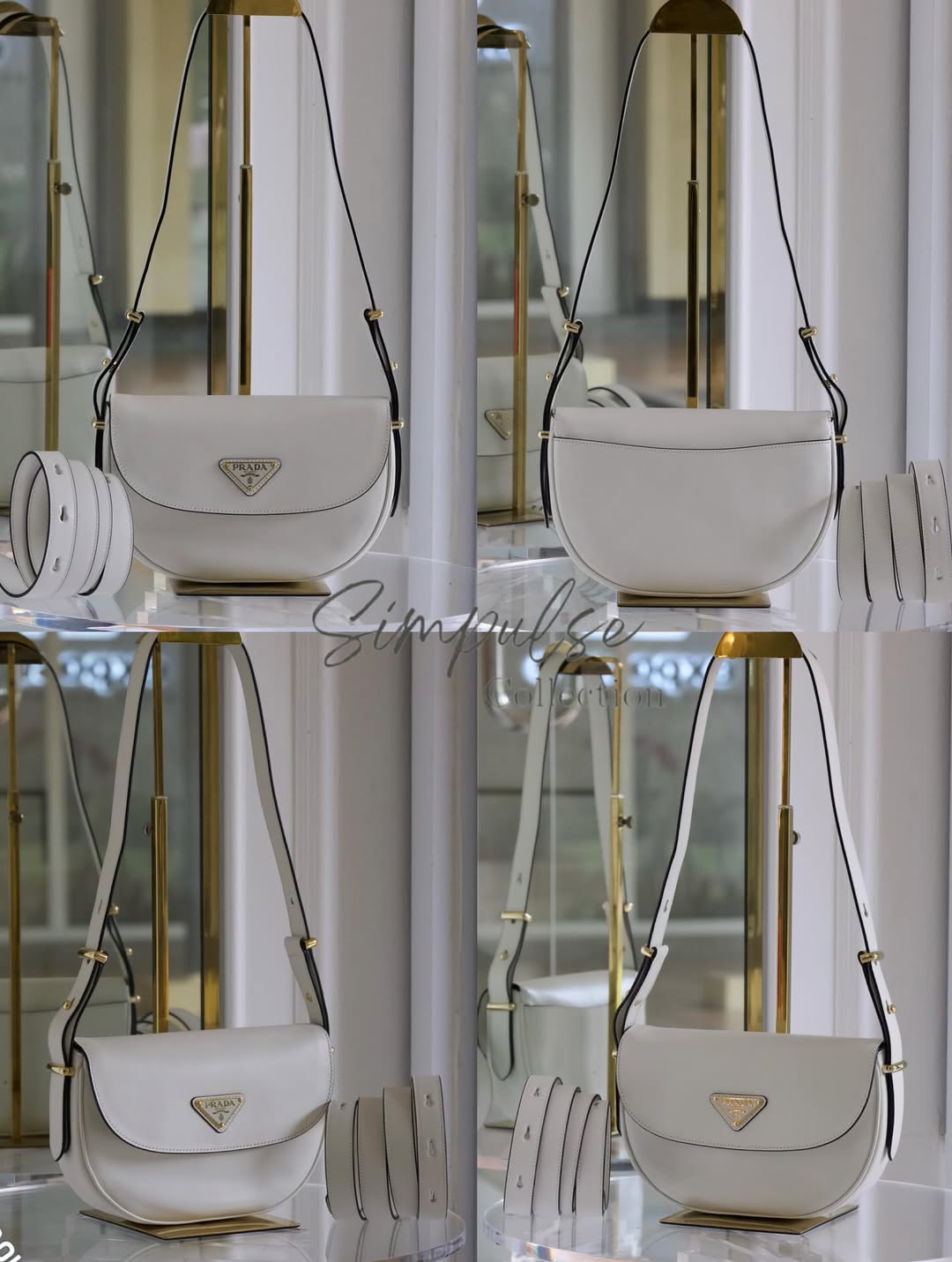 PRADA Arqué Leather Flap Bag