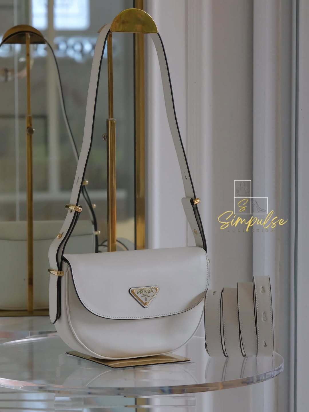 PRADA Arqué Leather Flap Bag