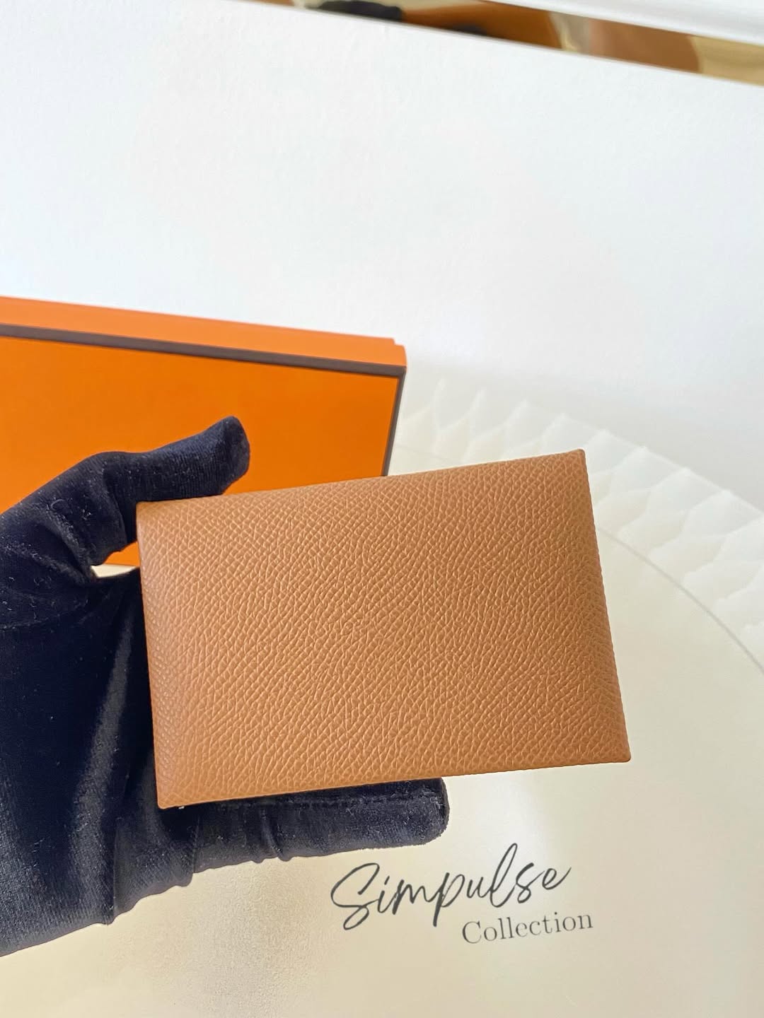HERMES Calvi Gold Cardholder in Epsom Leather