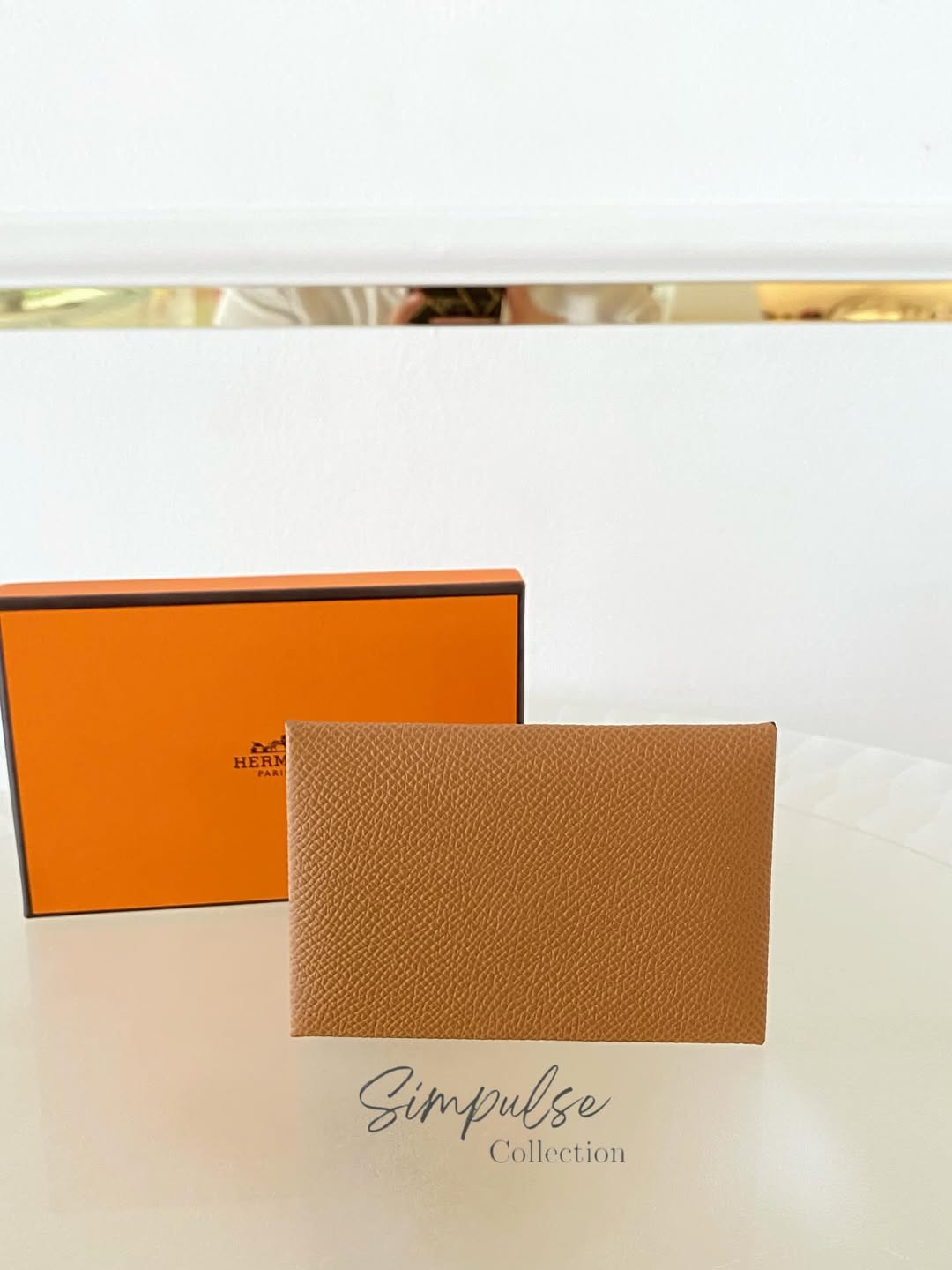 HERMES Calvi Gold Cardholder in Epsom Leather