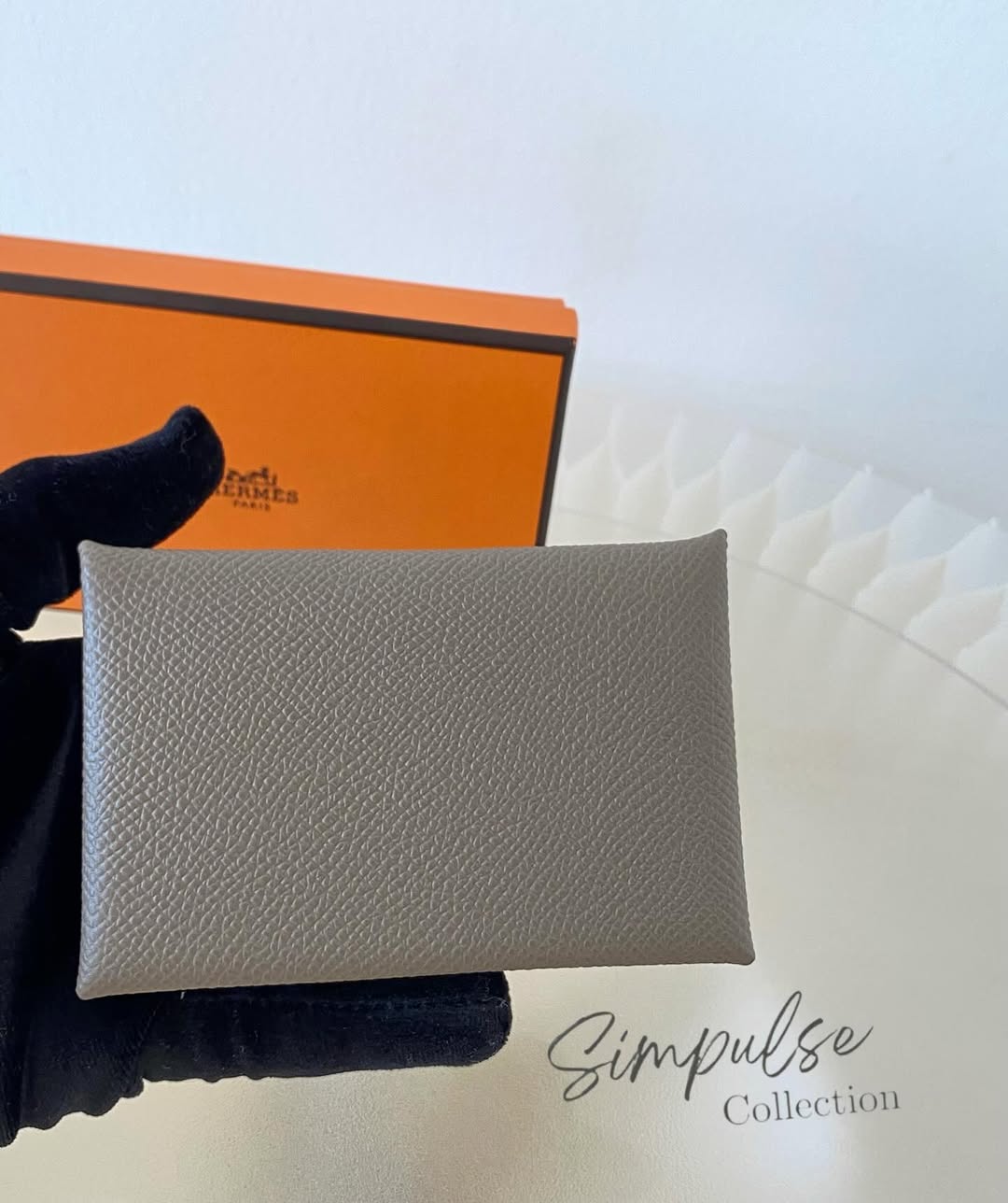 HERMES Calvi Etoupe Cardholder in Epsom Leather