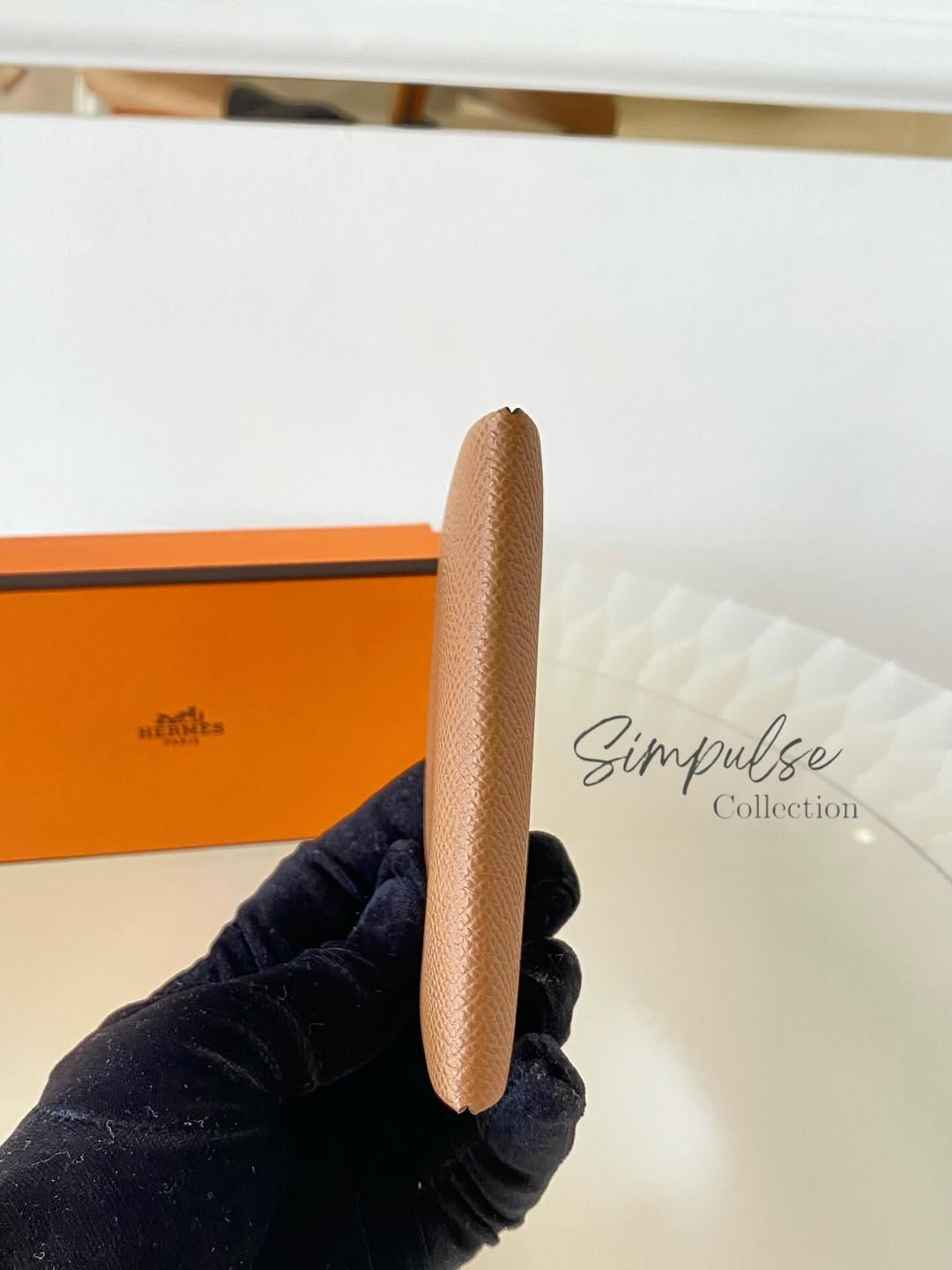 HERMES Calvi Gold Cardholder in Epsom Leather