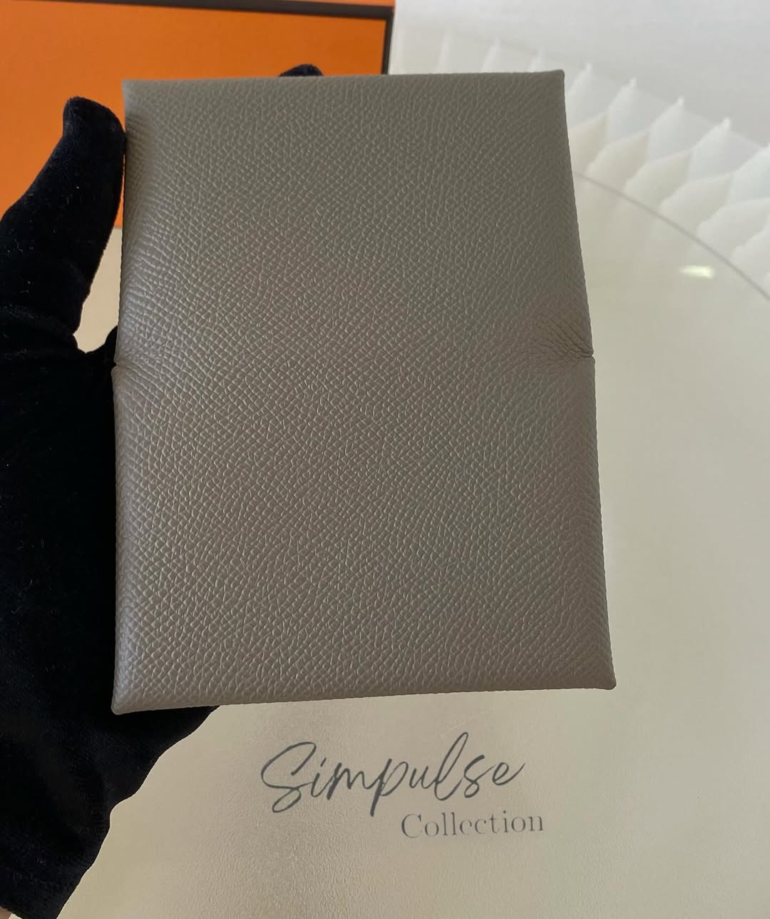 HERMES Calvi Etoupe Cardholder in Epsom Leather
