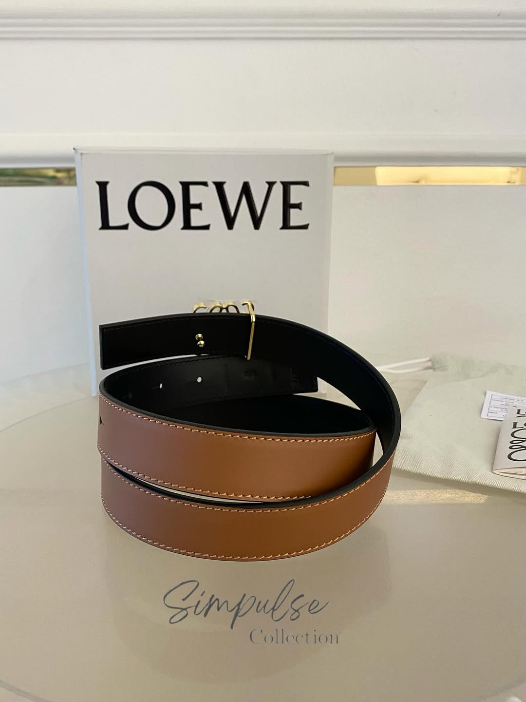 LOEWE Anagram Reversible Smooth Calf Leather Belt