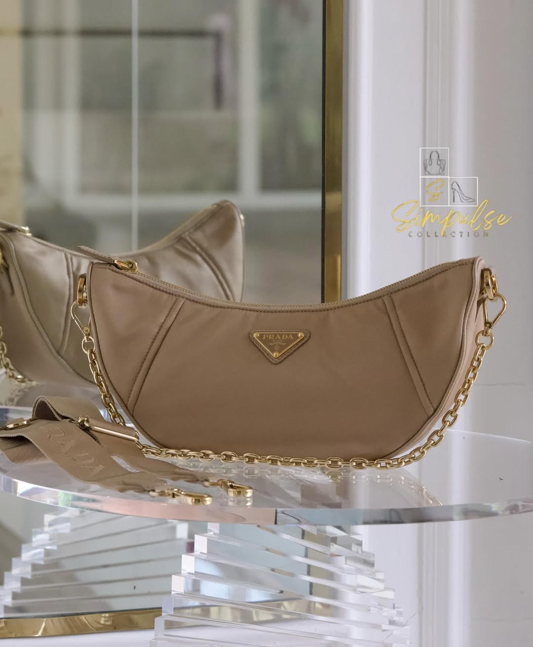 PRADA Demi - Lune Re-Nylon Crossbody Bag