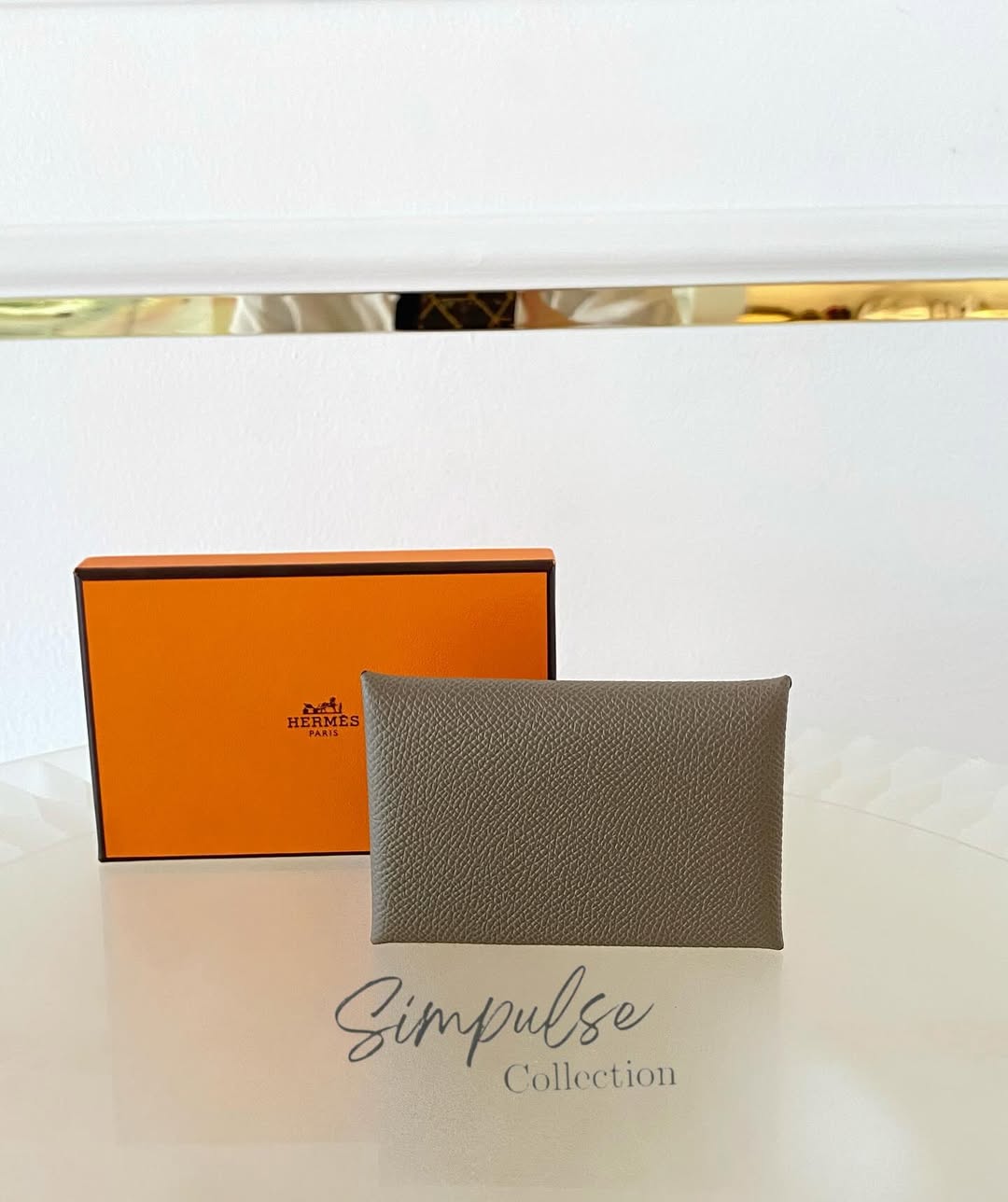 HERMES Calvi Etoupe Cardholder in Epsom Leather