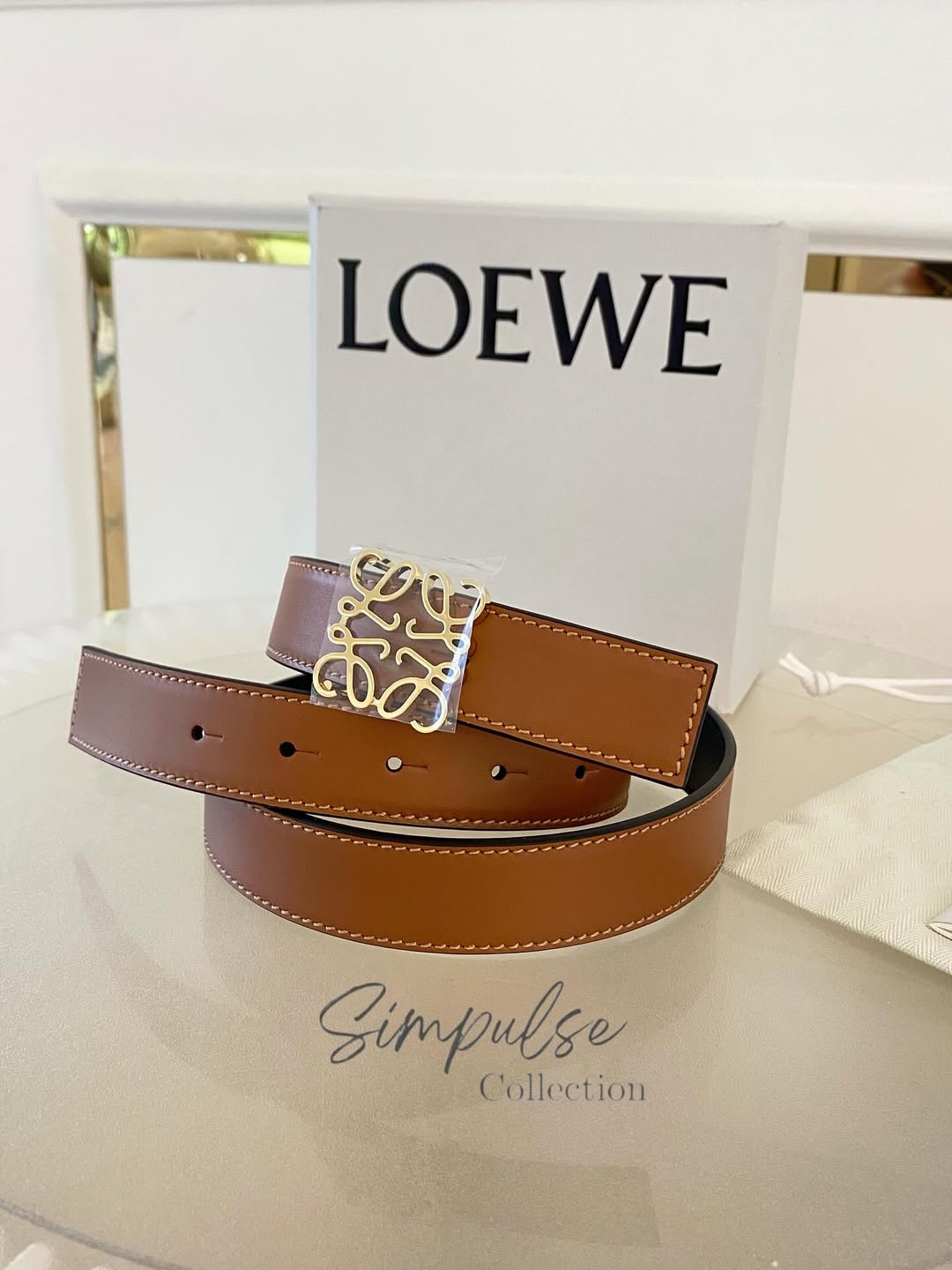 LOEWE Anagram Reversible Smooth Calf Leather Belt