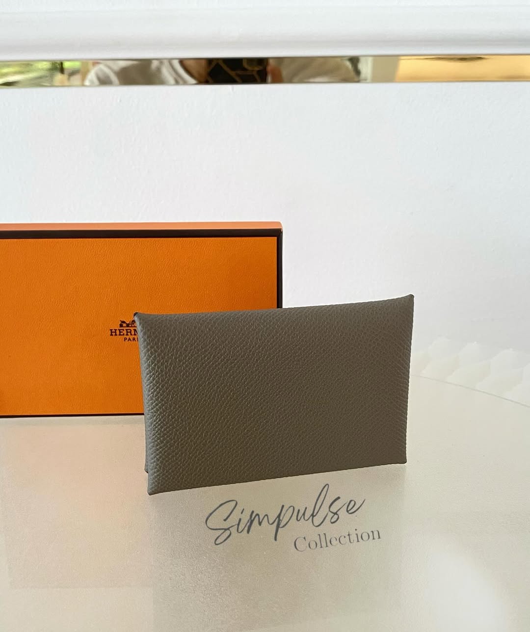 HERMES Calvi Etoupe Cardholder in Epsom Leather