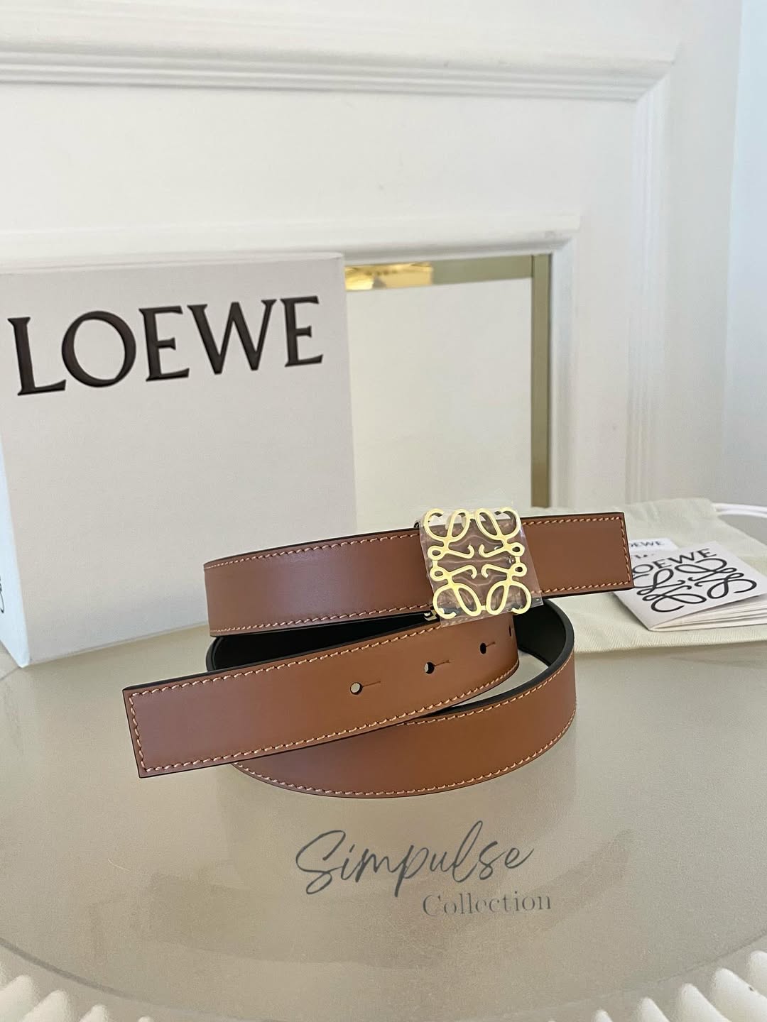 LOEWE Anagram Reversible Smooth Calf Leather Belt