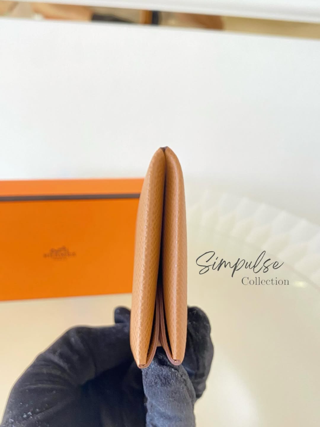 HERMES Calvi Gold Cardholder in Epsom Leather