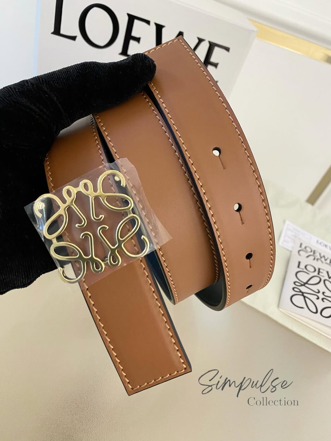 LOEWE Anagram Reversible Smooth Calf Leather Belt