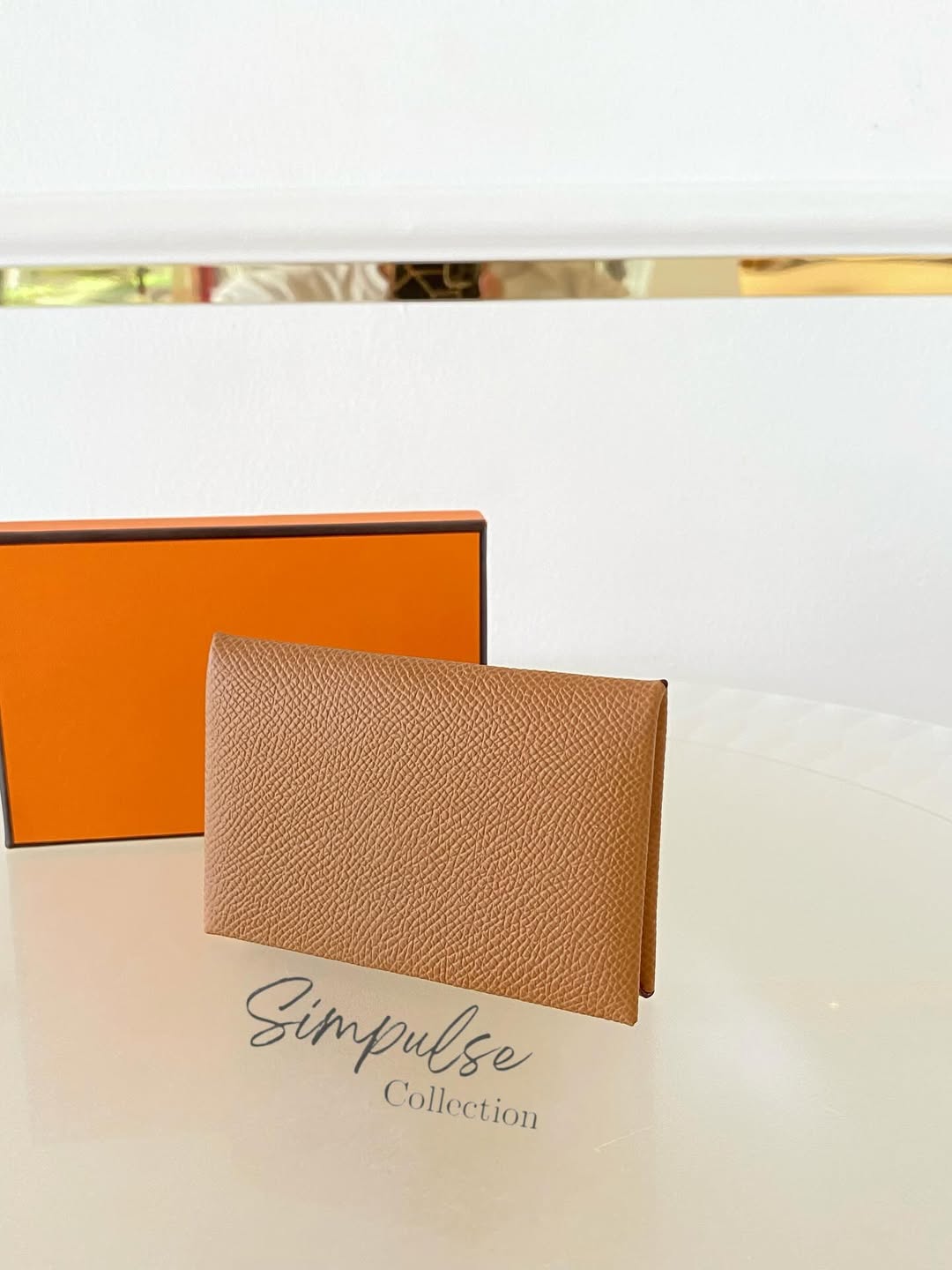 HERMES Calvi Gold Cardholder in Epsom Leather