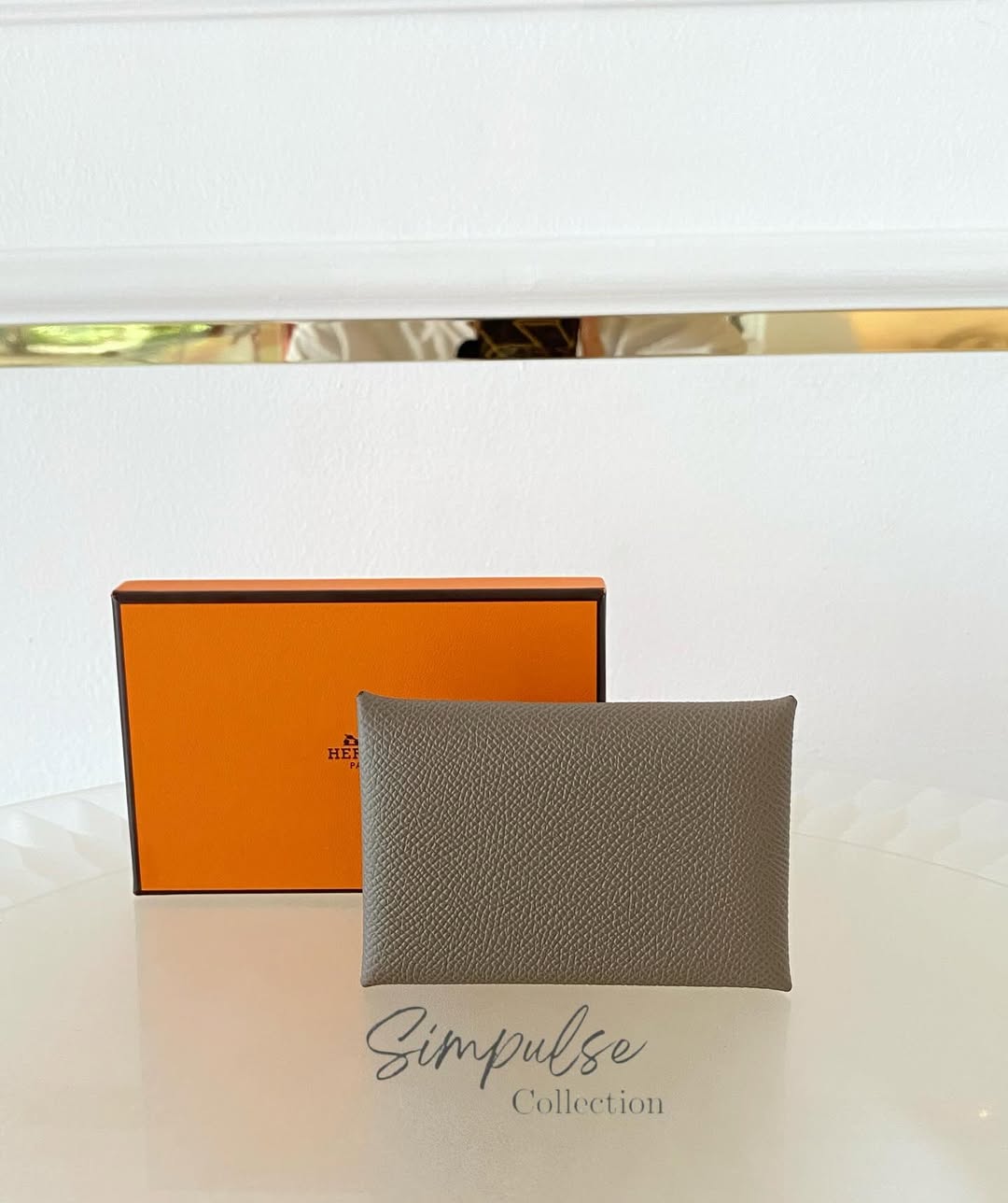 HERMES Calvi Etoupe Cardholder in Epsom Leather