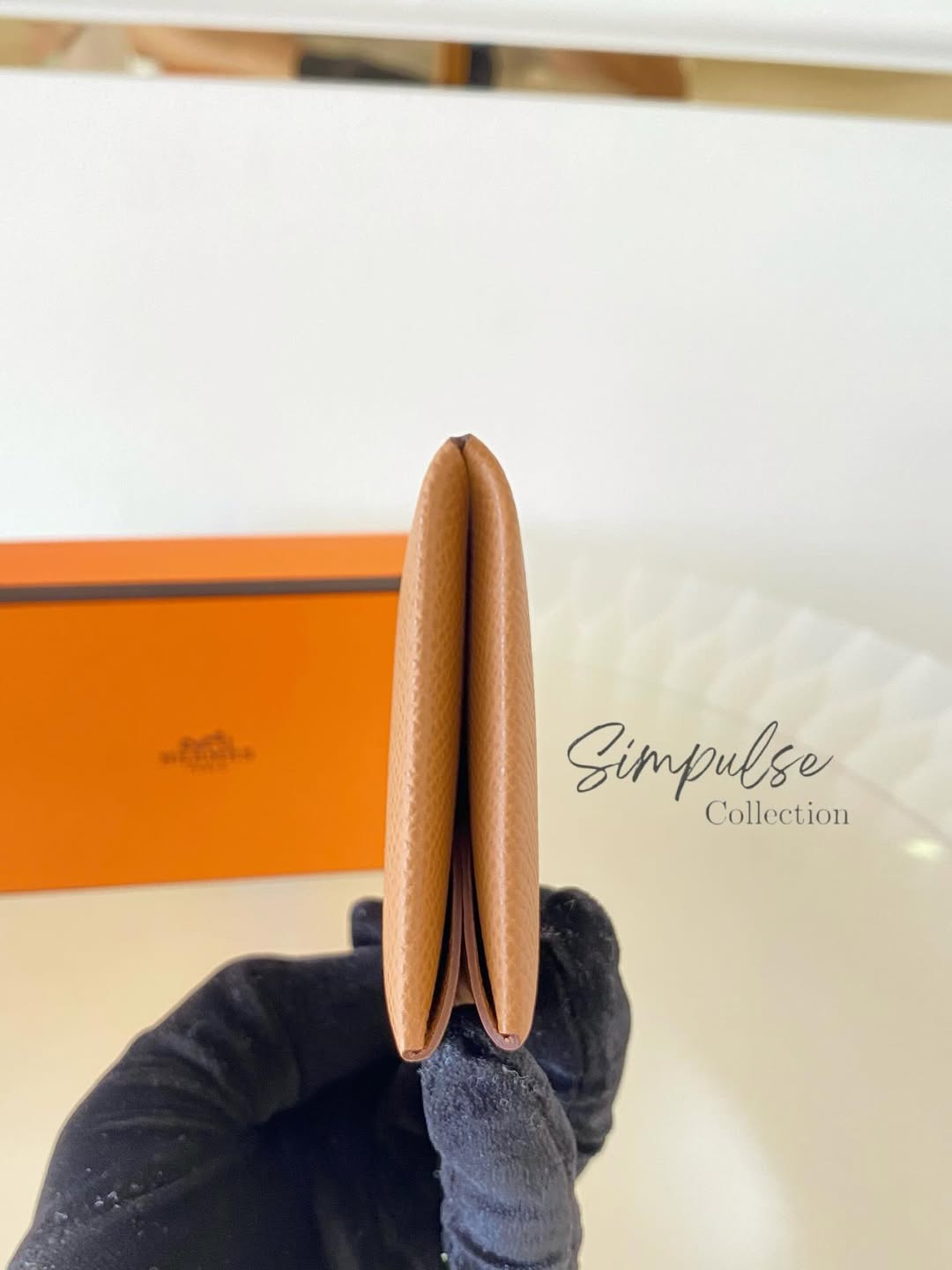 HERMES Calvi Gold Cardholder in Epsom Leather