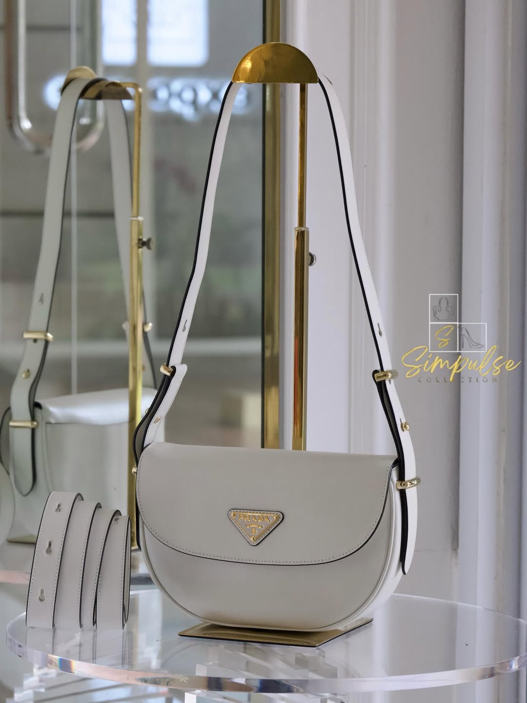 PRADA Arqué Leather Flap Bag