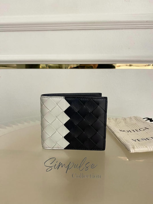 BOTTEGA VENETA Intrecciato Bifold Black/White Mens Wallet