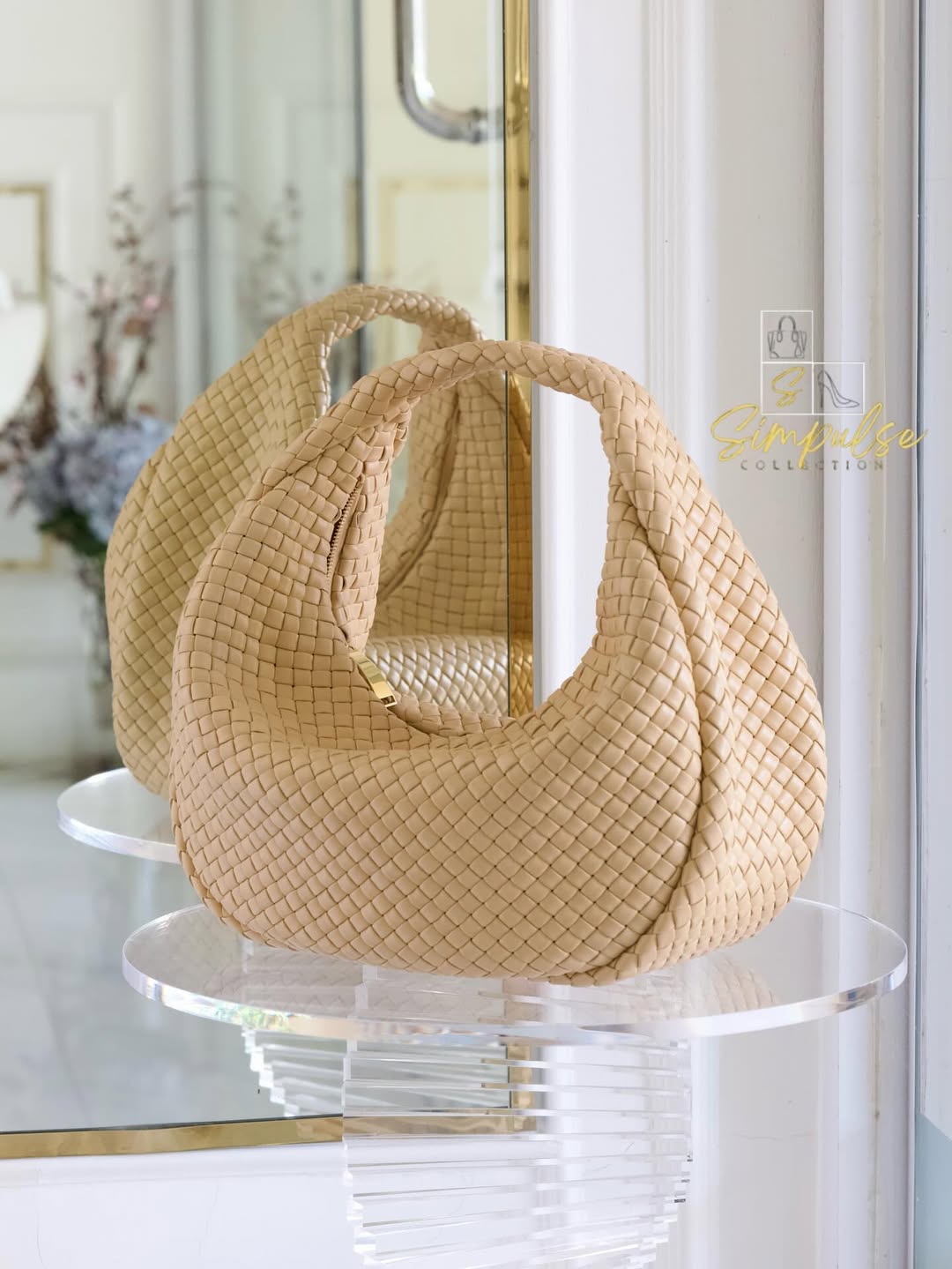 BOTTEGA VENETA Intercciato Leather Moon Hobo Bag Large