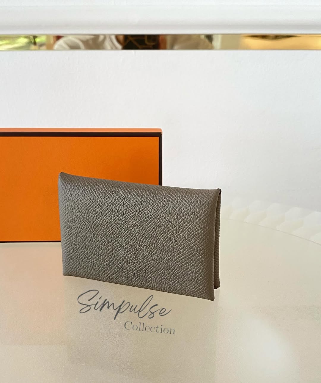 HERMES Calvi Etoupe Cardholder in Epsom Leather