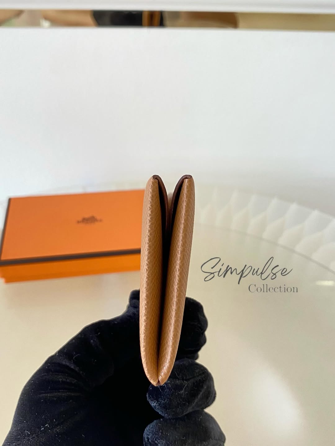 HERMES Calvi Gold Cardholder in Epsom Leather