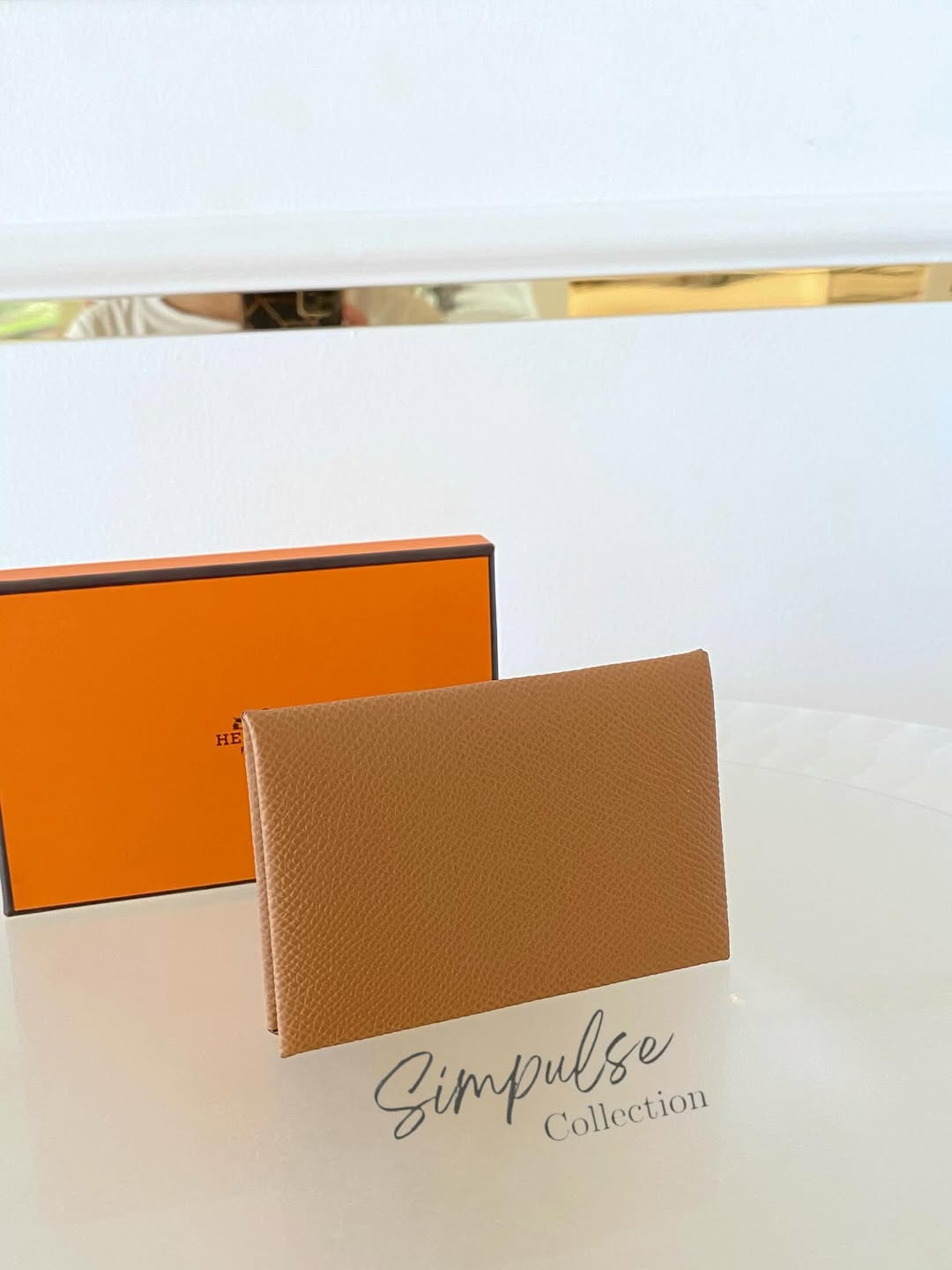 HERMES Calvi Gold Cardholder in Epsom Leather