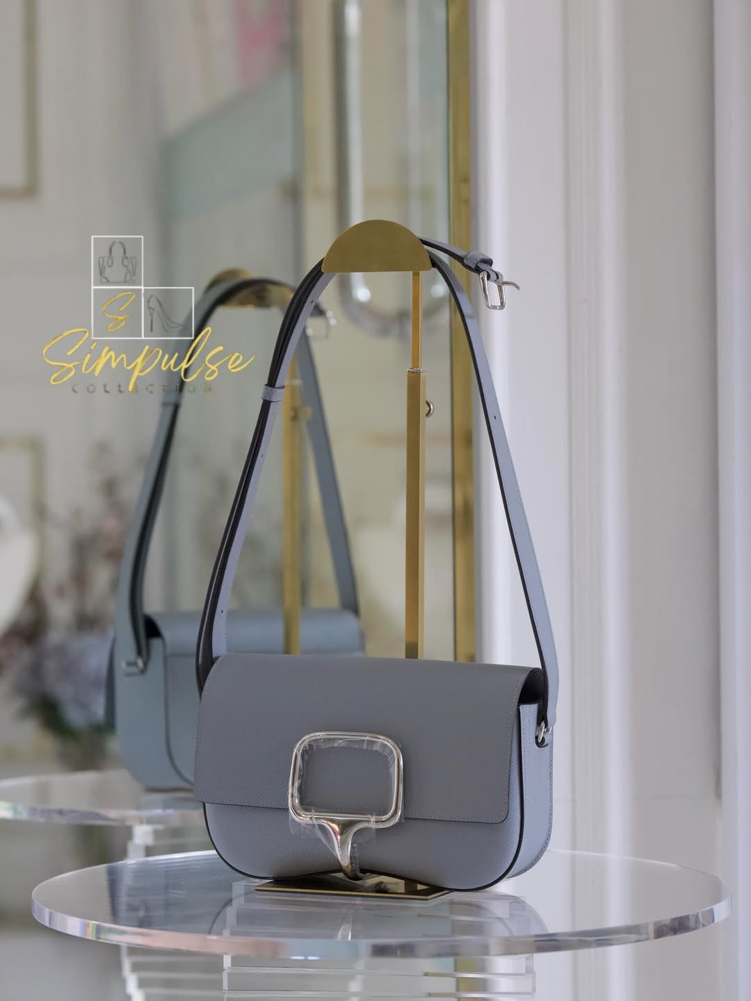 HERMES Della Cavalleria Elan Gris Pale Epsom PHW