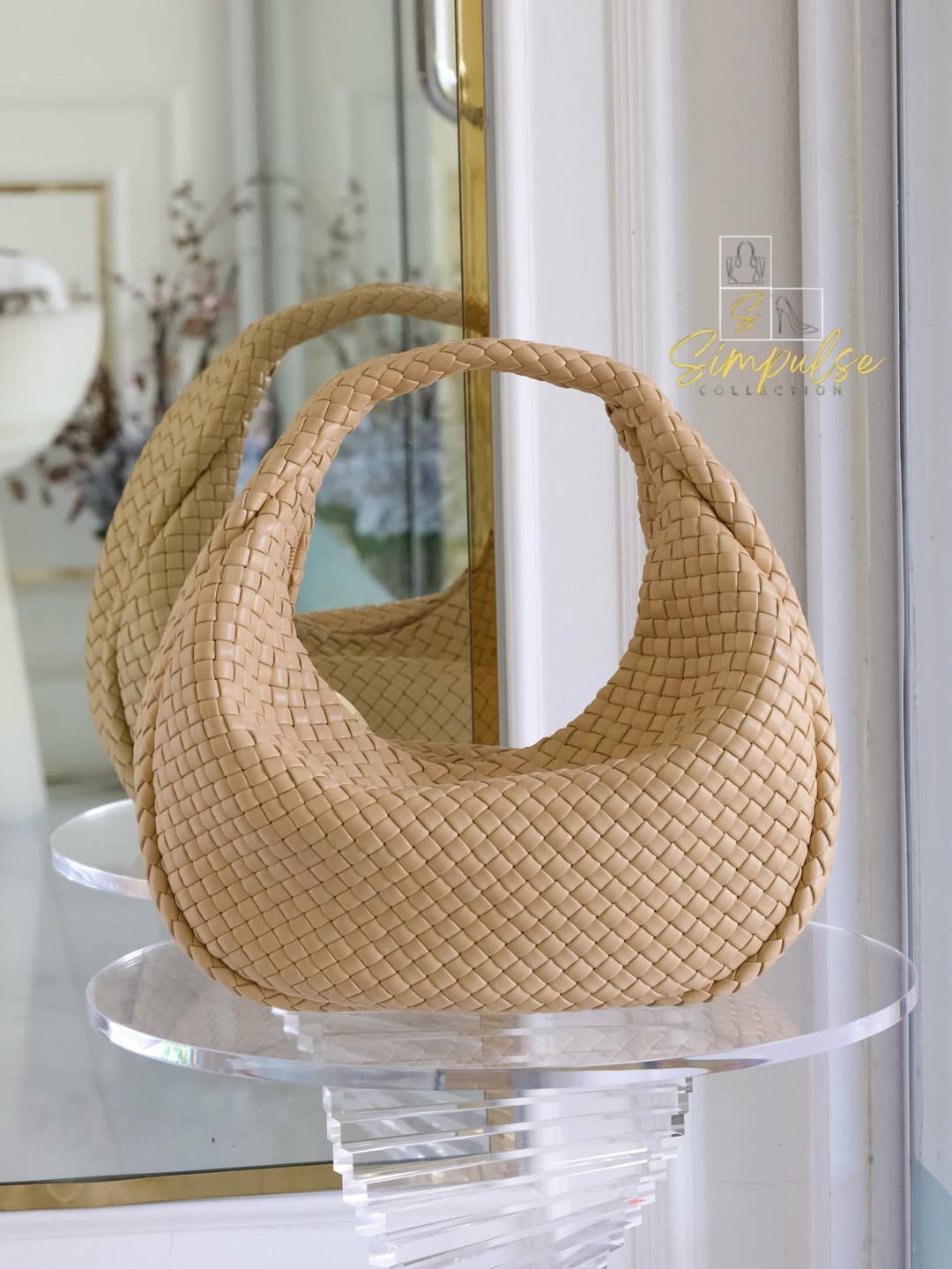 BOTTEGA VENETA Intercciato Leather Moon Hobo Bag Large