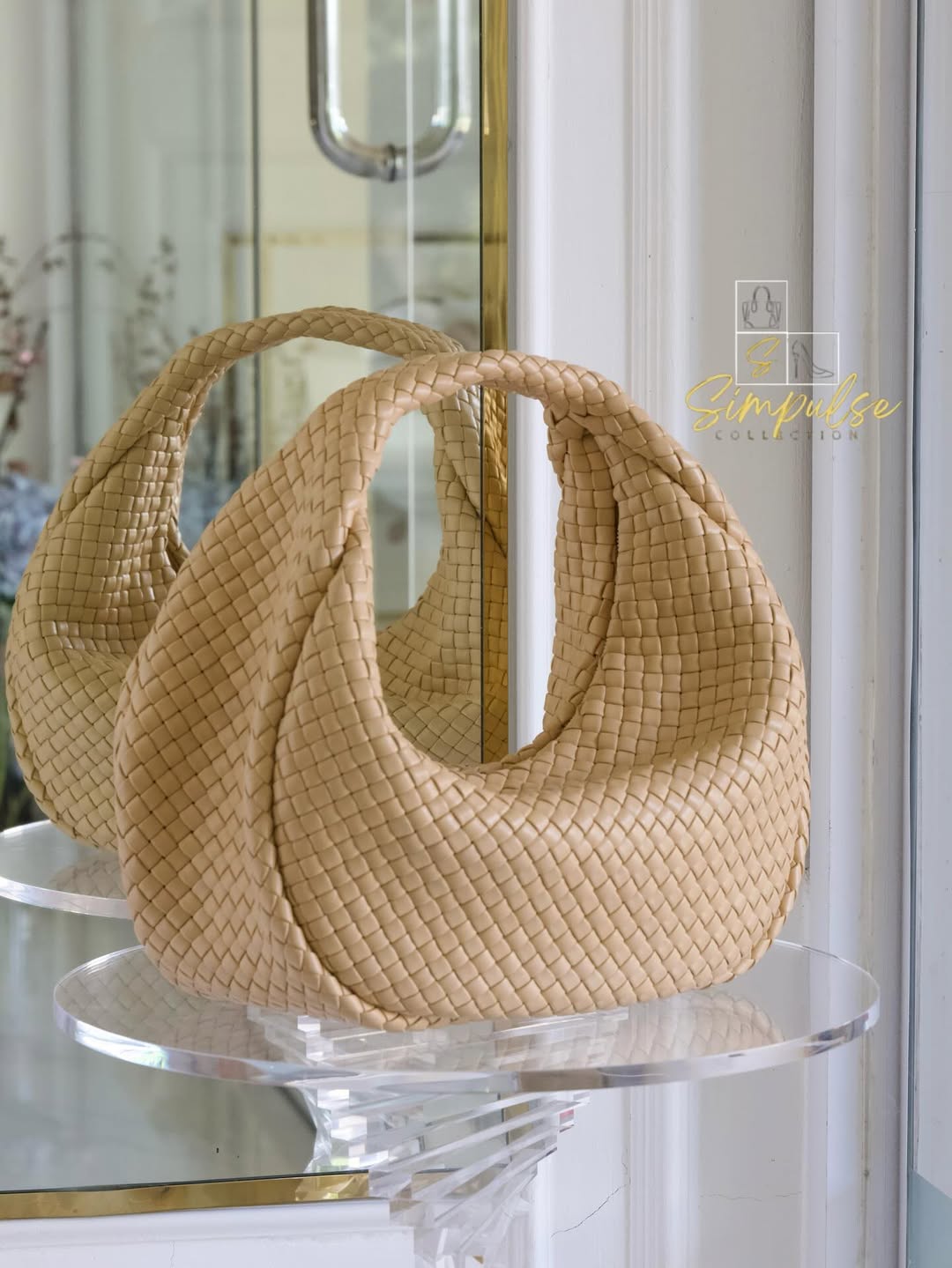BOTTEGA VENETA Intercciato Leather Moon Hobo Bag Large