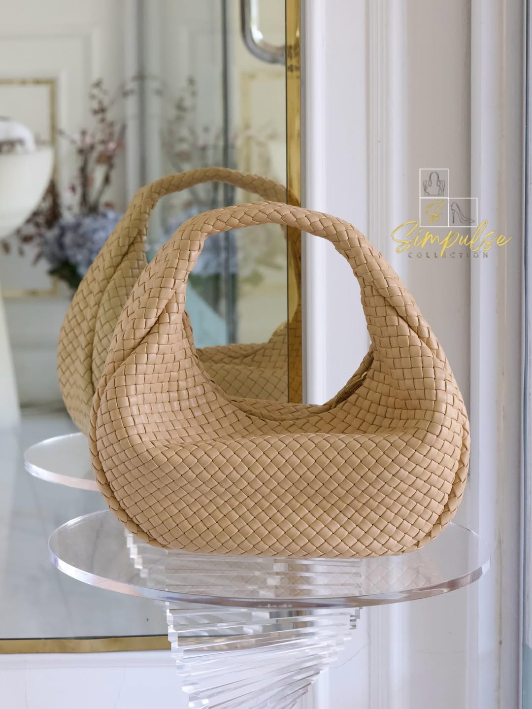 BOTTEGA VENETA Intercciato Leather Moon Hobo Bag Large
