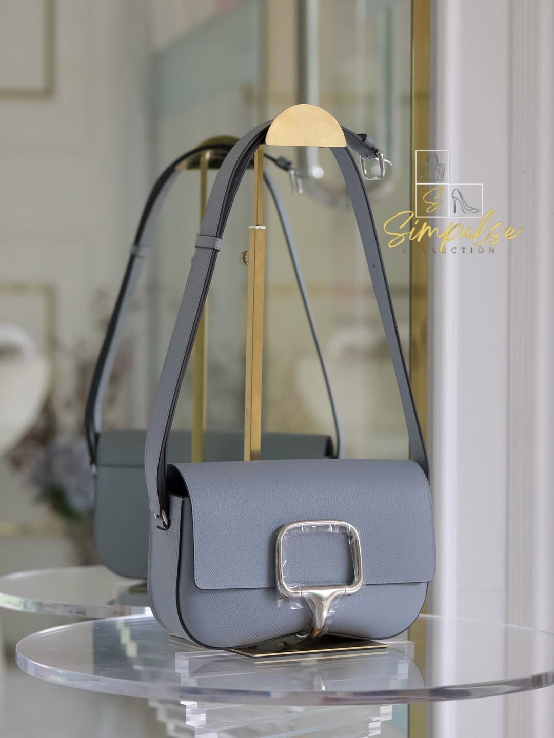 HERMES Della Cavalleria Elan Gris Pale Epsom PHW