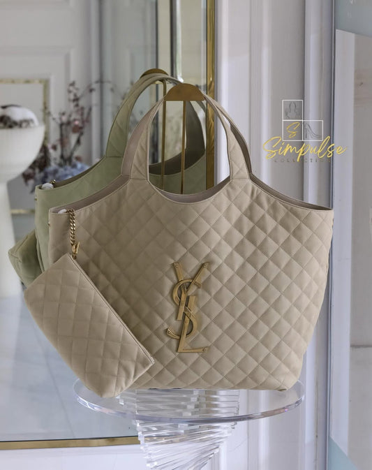 YVES SAINT LAURENT Icare Maxi Quilted Nubuck Suede