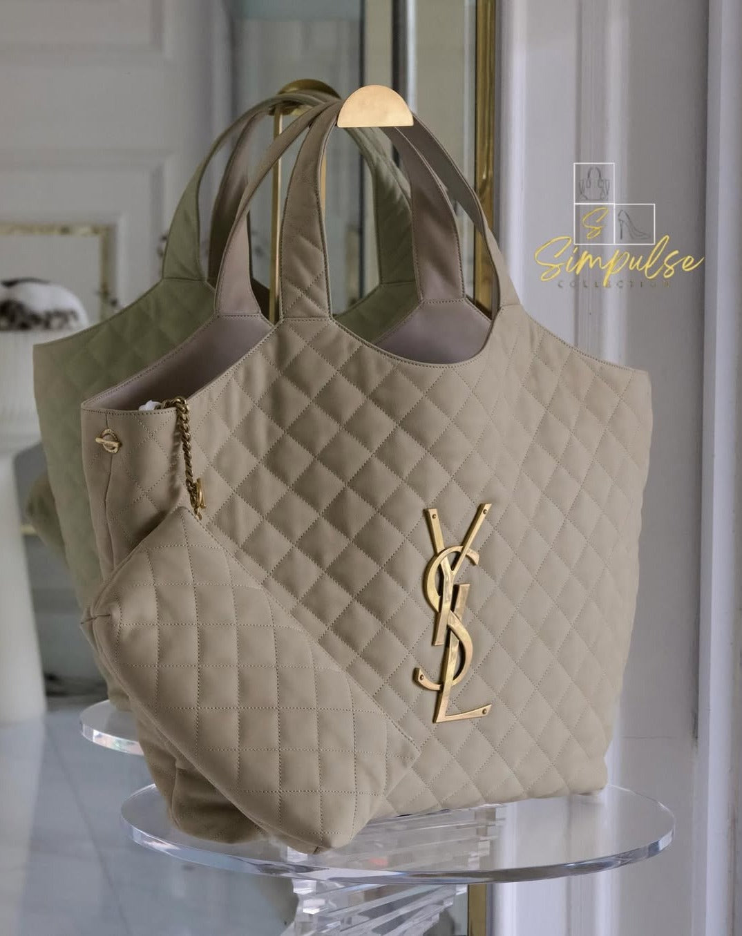 YVES SAINT LAURENT Icare Maxi Quilted Nubuck Suede