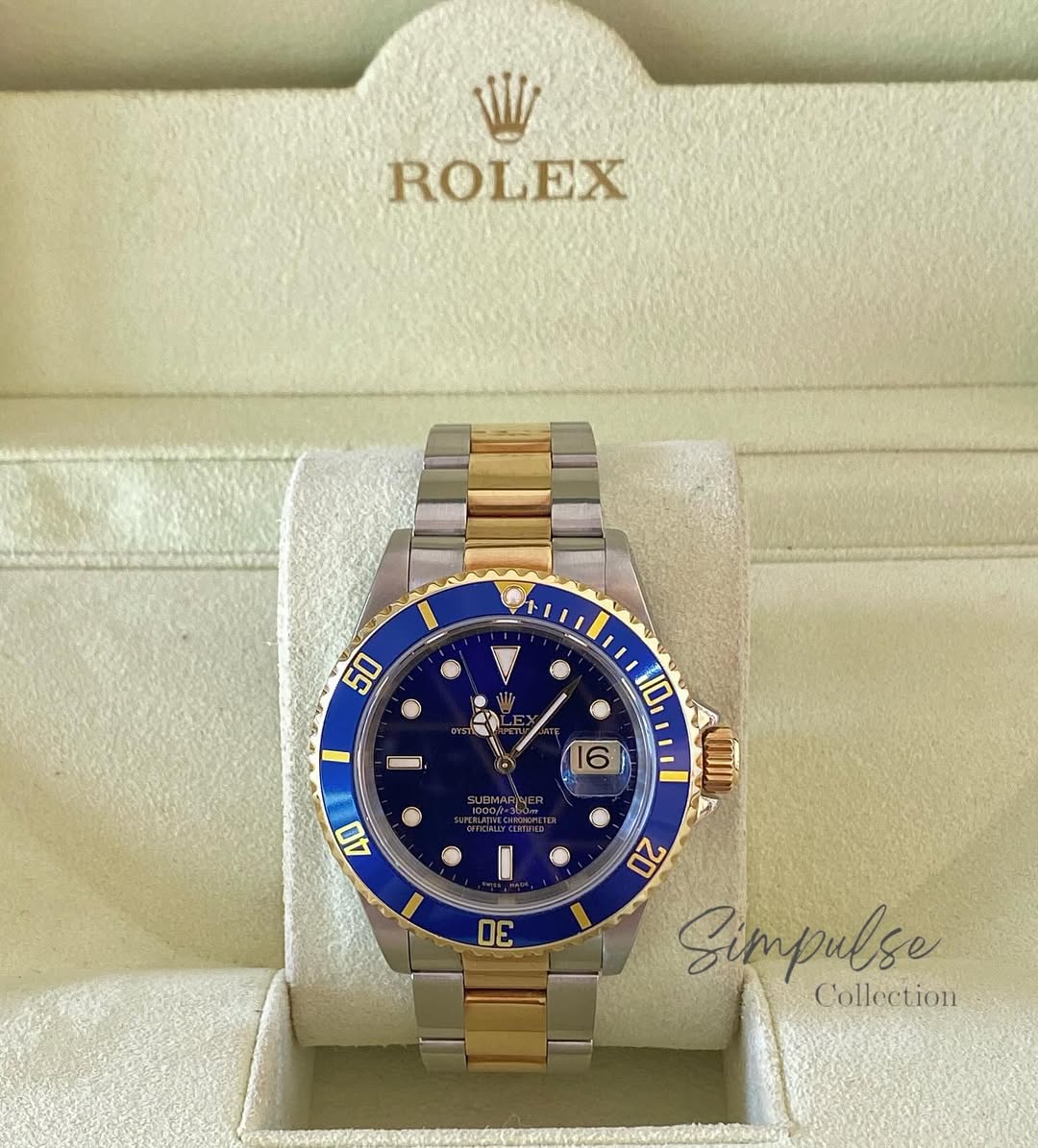 ROLEX Submariner Date "Bluesy" Royal Blue Dial w/ Oyster Steel Two Tone YG