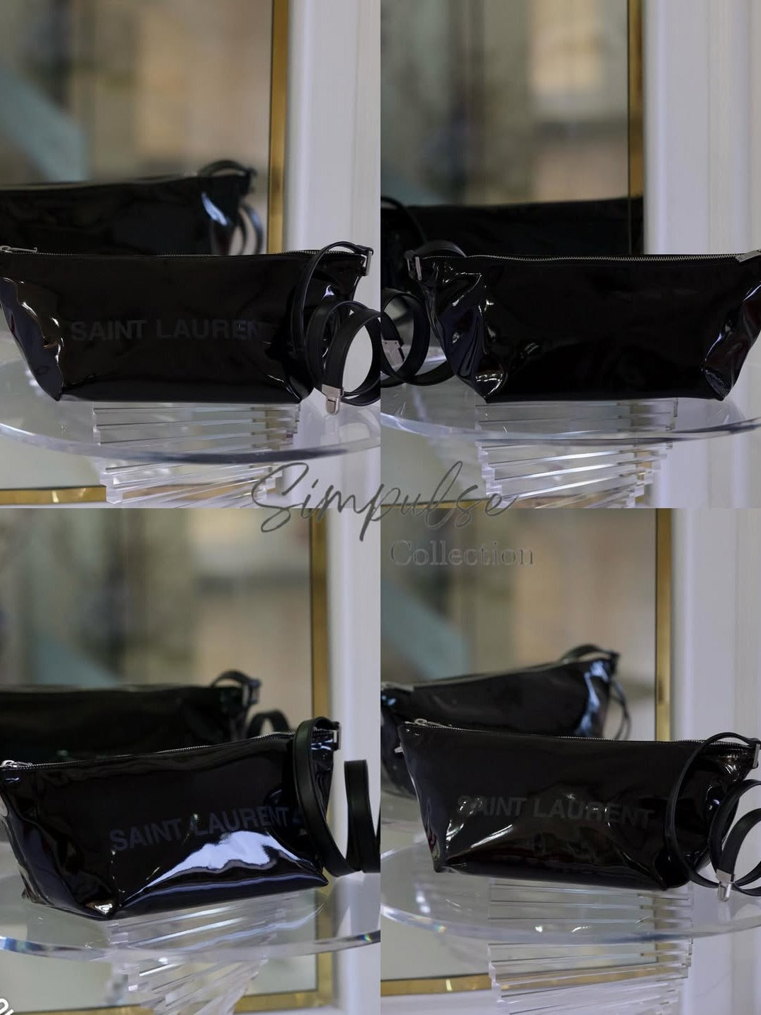 YVES SAINT LAURENT Tuc Black Patent Shoulder Bag