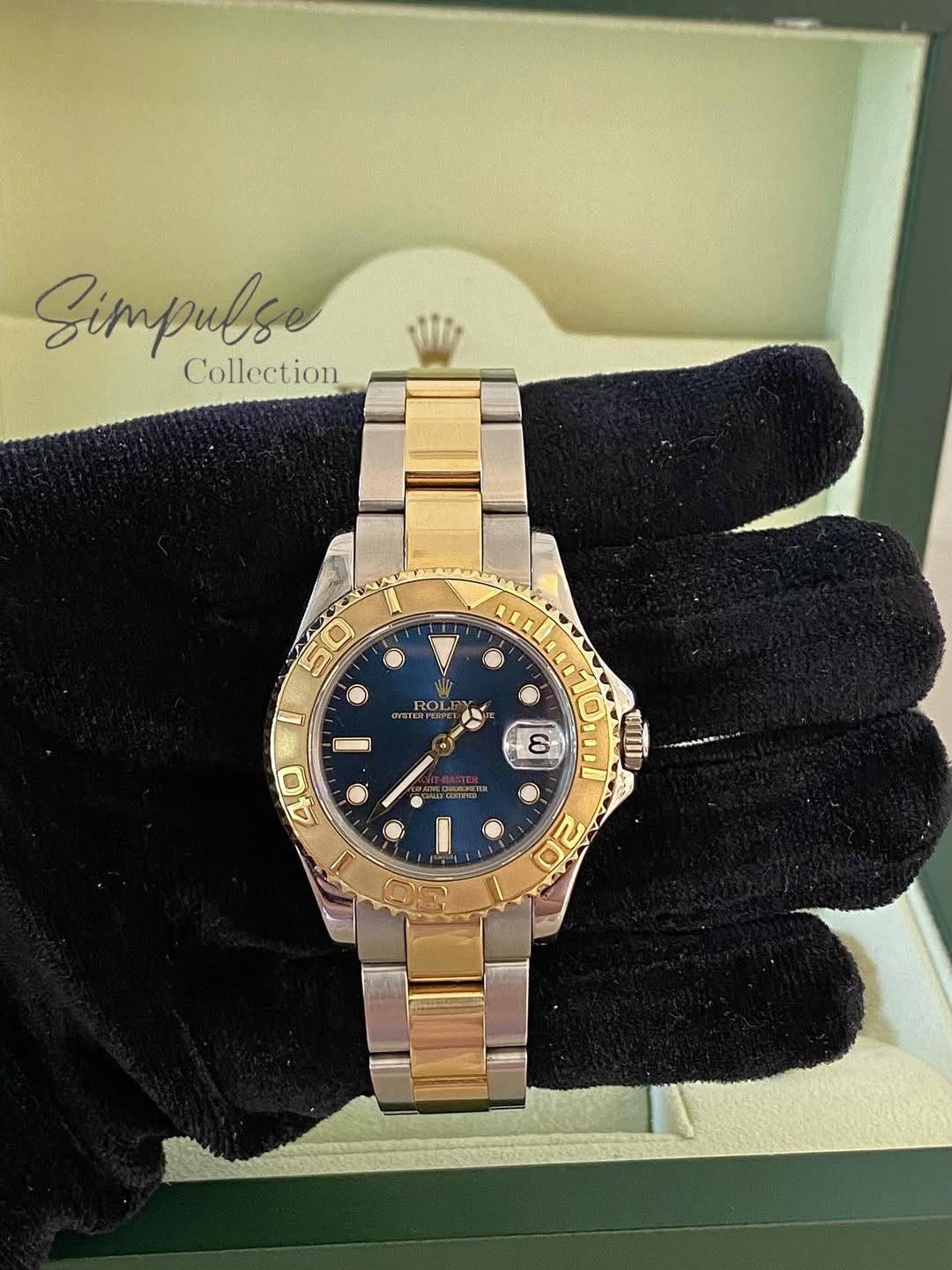 ROLEX Yachtmaster 35mm Two Tone YG w/ Blue Dial