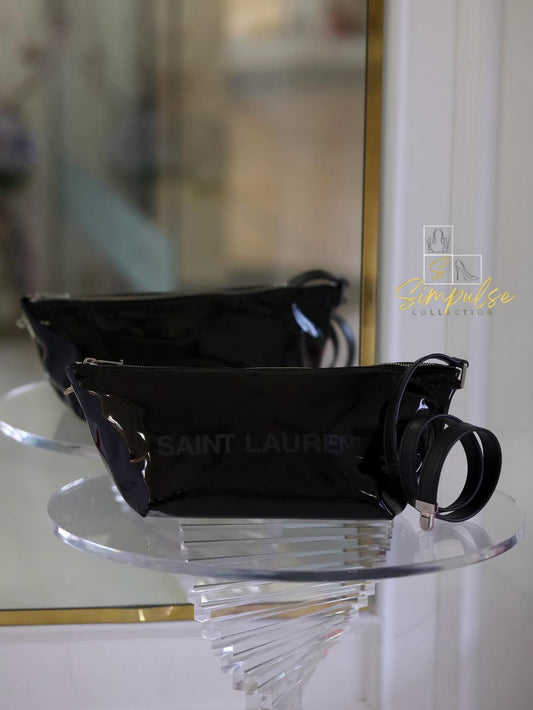 YVES SAINT LAURENT Tuc Black Patent Shoulder Bag