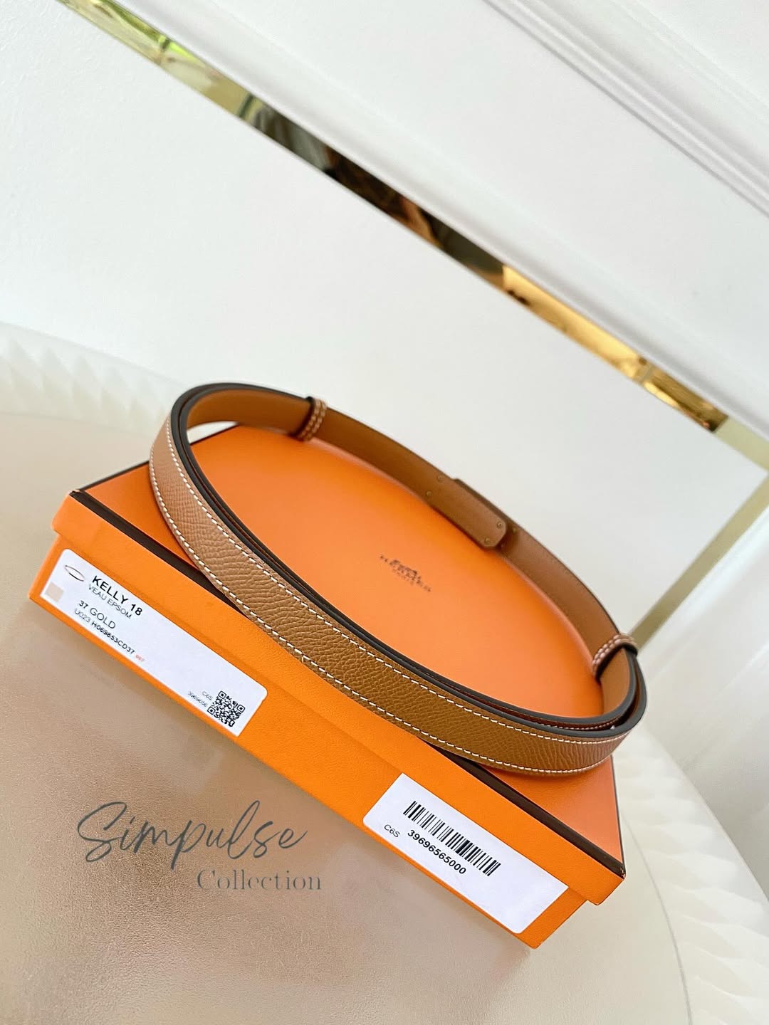 HERMES Kelly 18 Belt in Gold Epsom