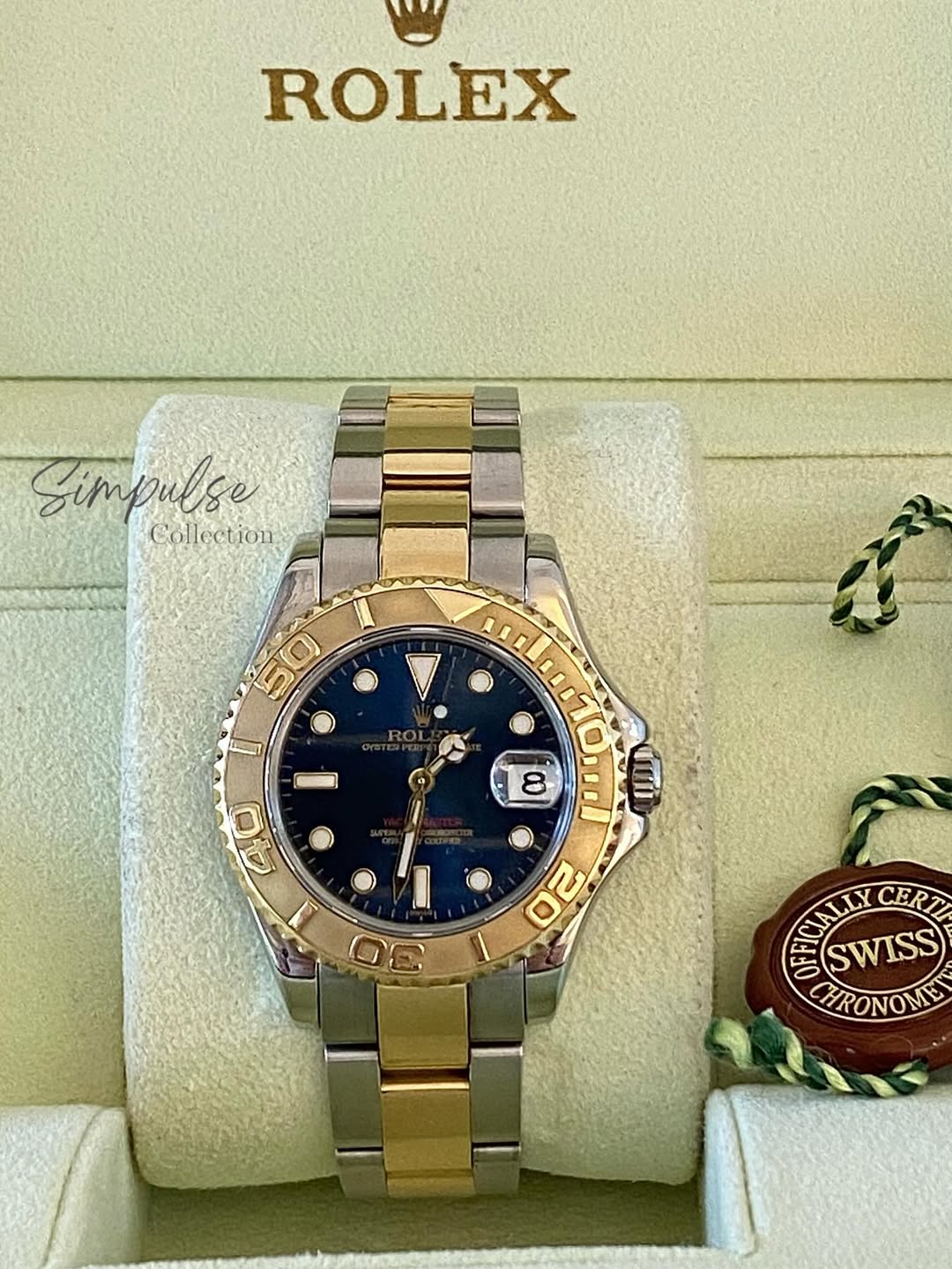 ROLEX Yachtmaster 35mm Two Tone YG w/ Blue Dial