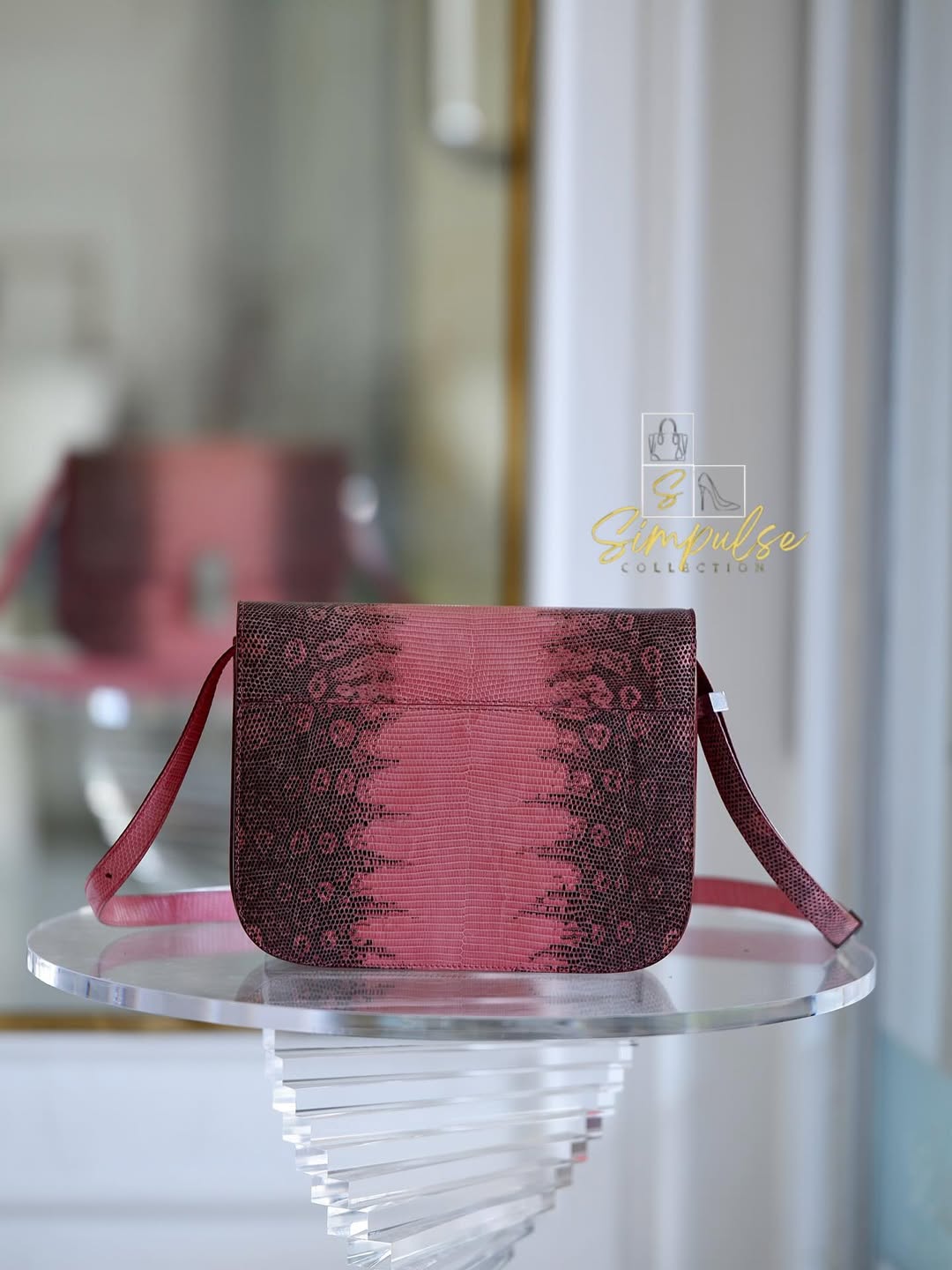 CELINE Medium Classic Box Pink/Grey Lizard Bag