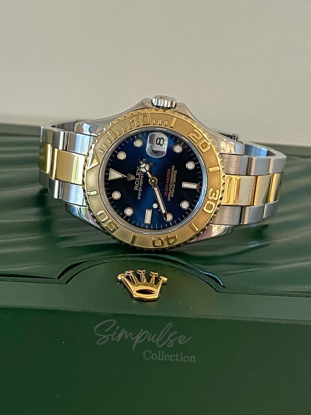 ROLEX Yachtmaster 35mm Two Tone YG w/ Blue Dial