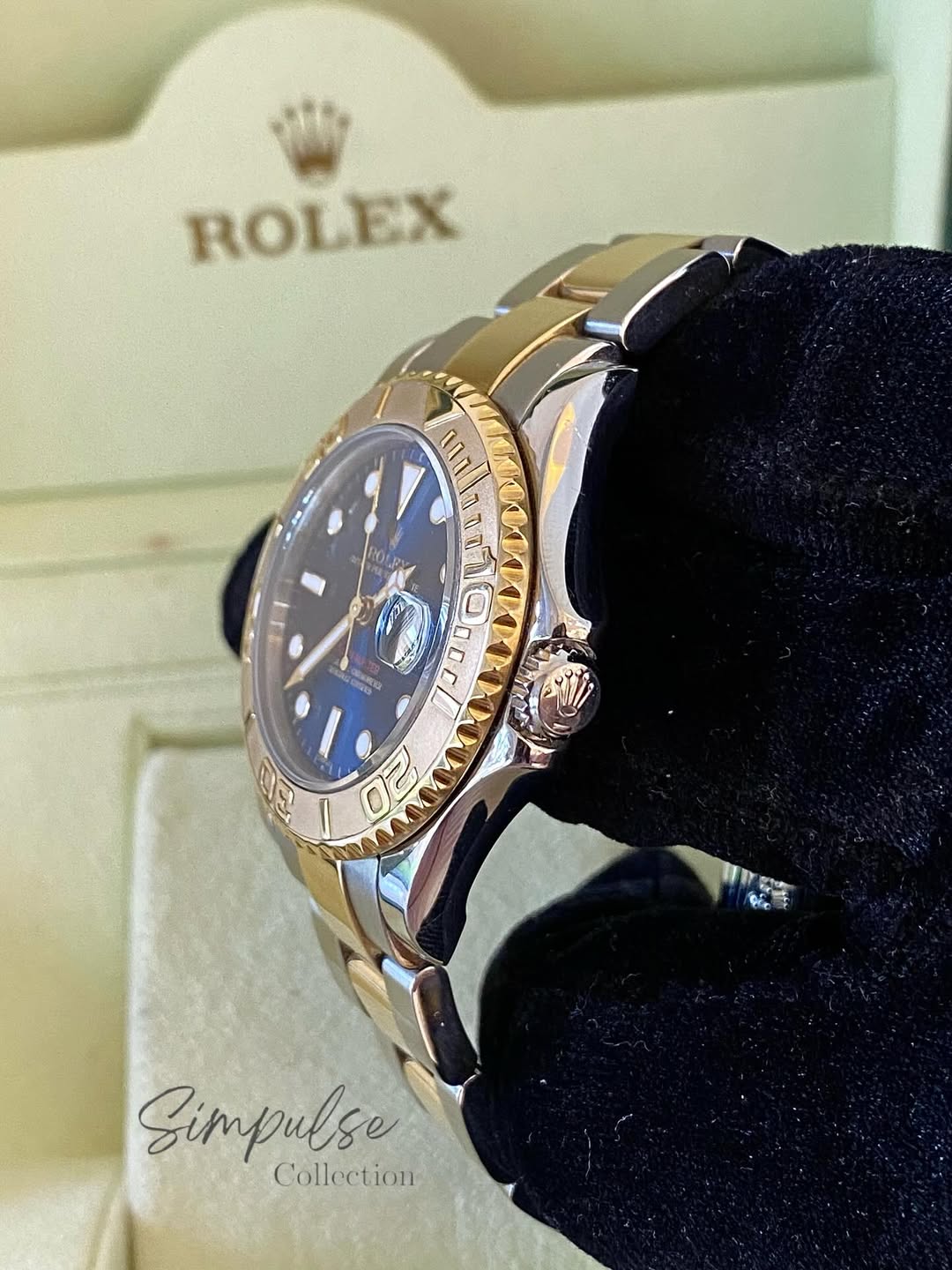 ROLEX Yachtmaster 35mm Two Tone YG w/ Blue Dial
