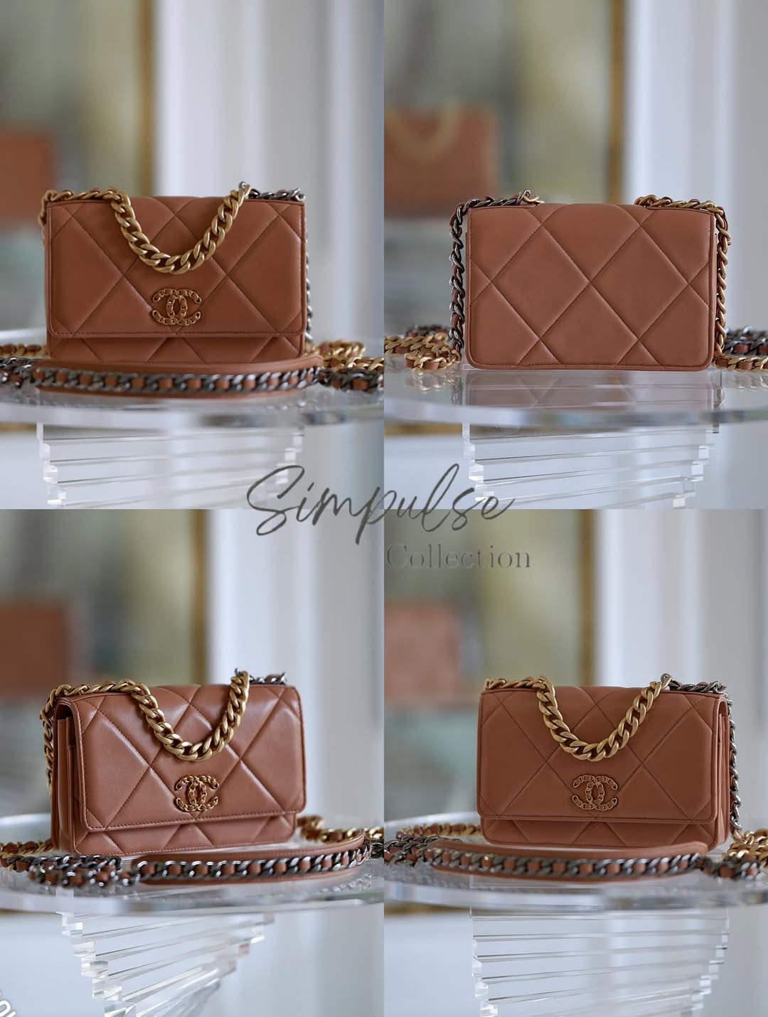 CHANEL C19 WOC Brown Quilted Lambskin Leather