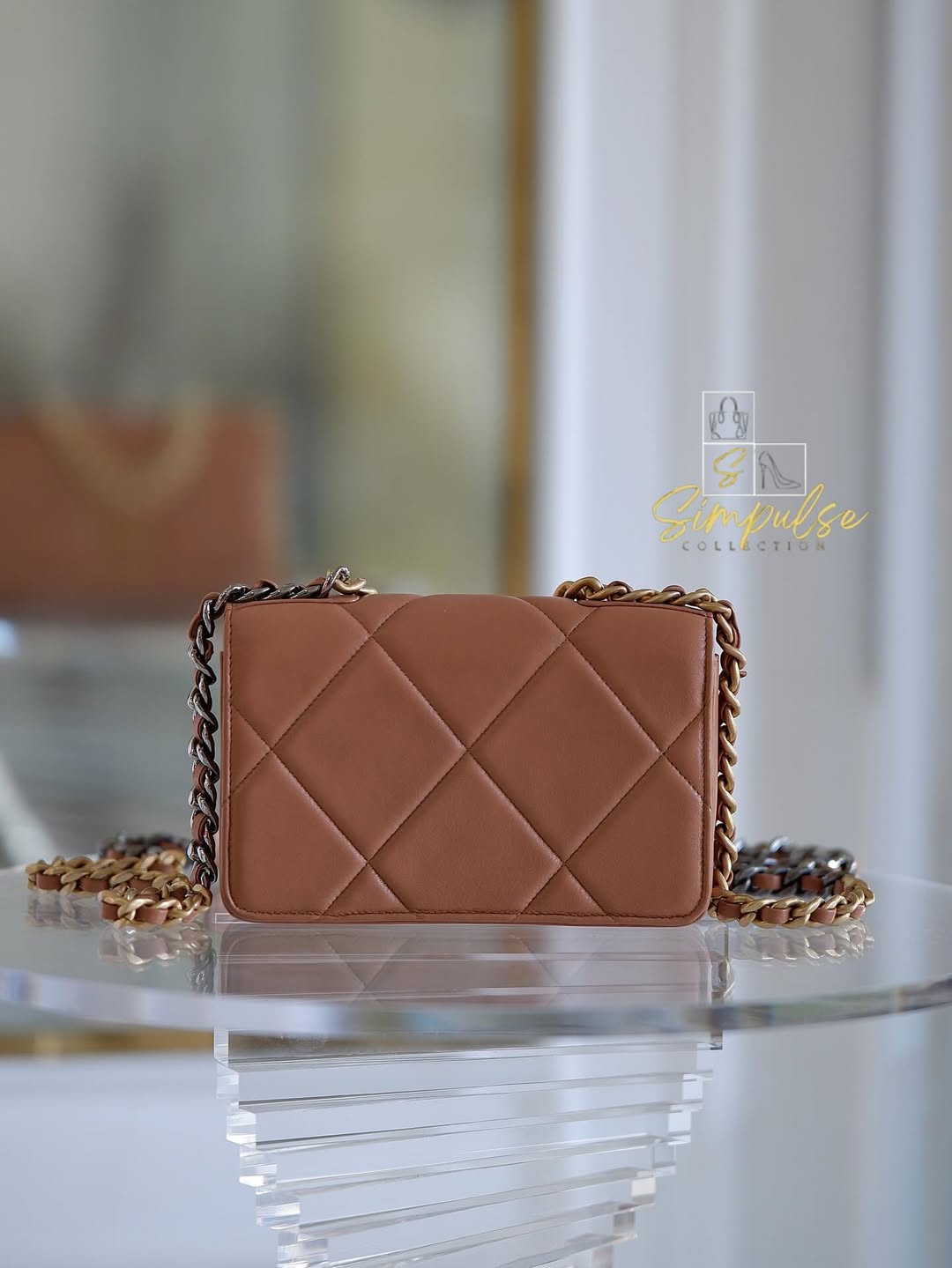 CHANEL C19 WOC Brown Quilted Lambskin Leather