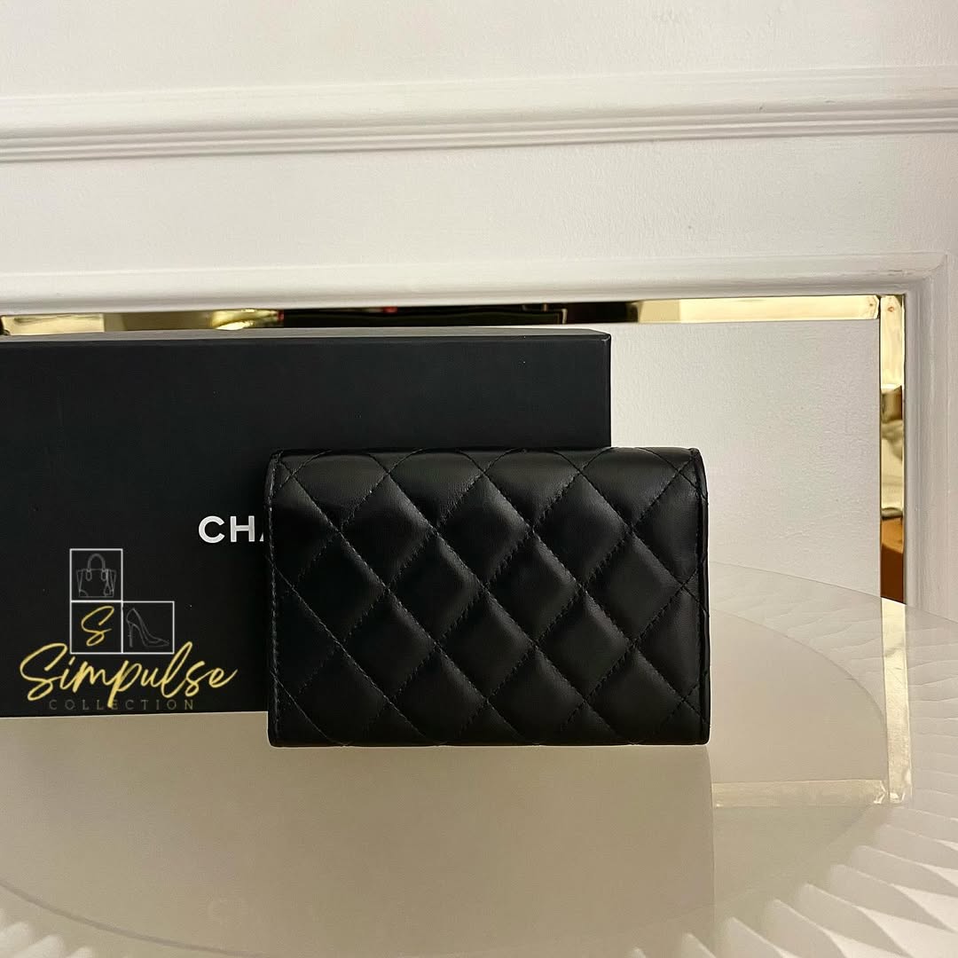 Chanel Matelasse Long Wallet w/ a Gold Tone Push Lock