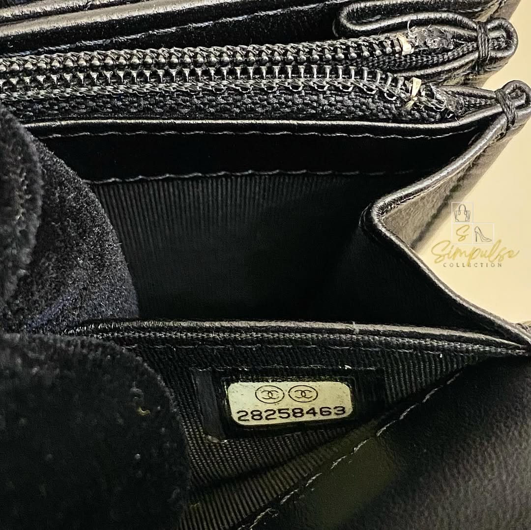 Chanel Matelasse Long Wallet w/ a Gold Tone Push Lock