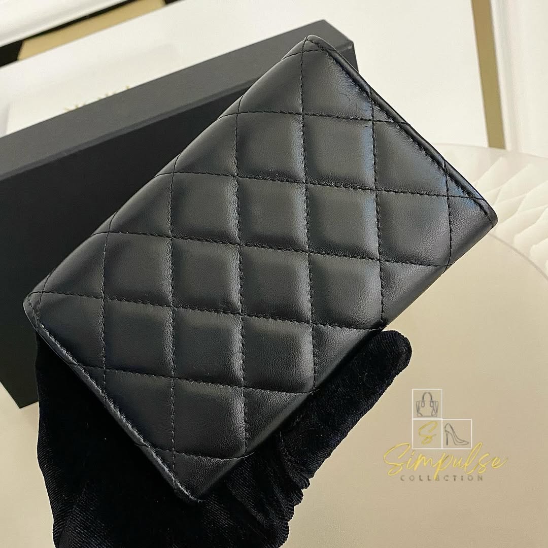 Chanel Matelasse Long Wallet w/ a Gold Tone Push Lock